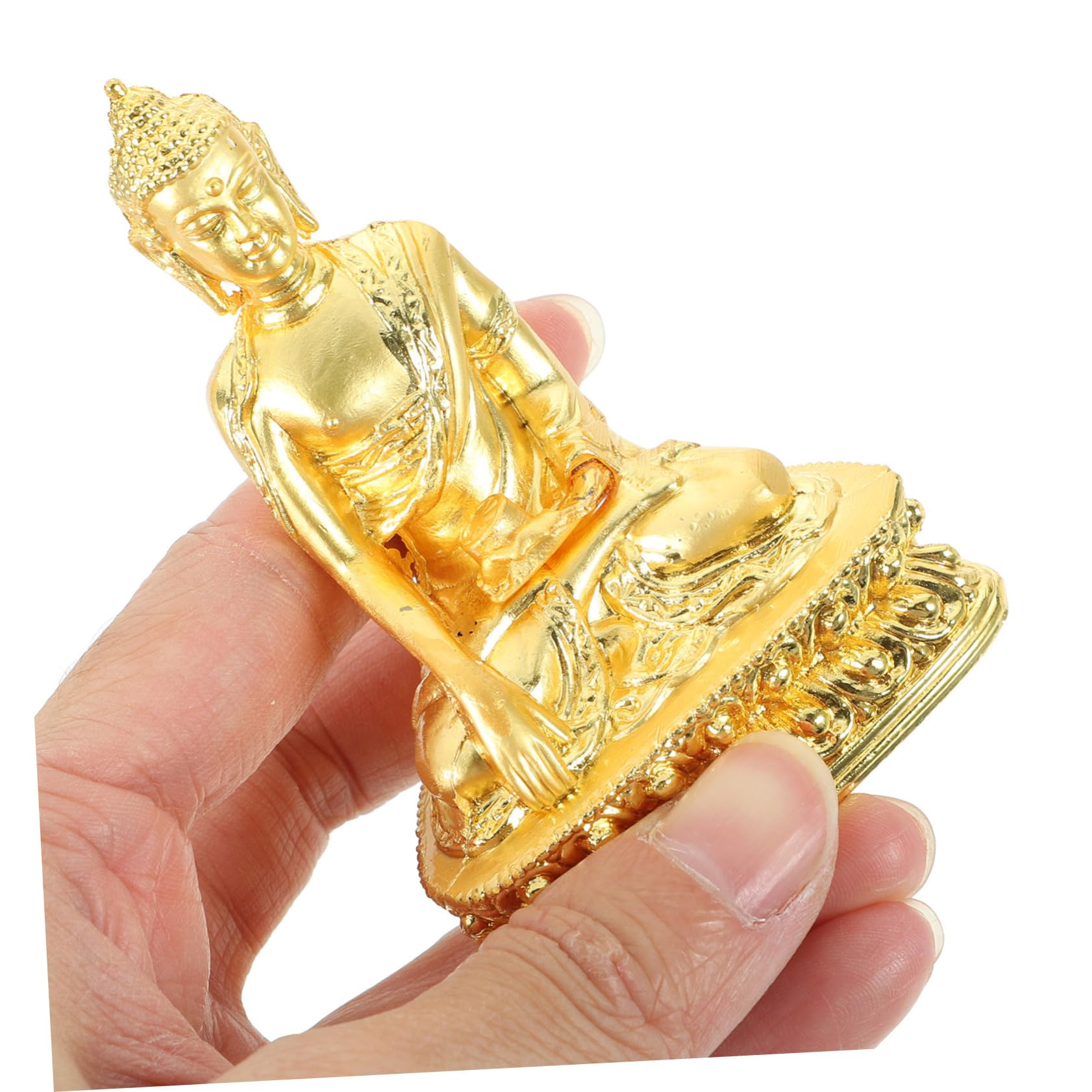 Golden Shakyamuni Buddha Statue - Meditation Decor for Home, Office, Car & Feng Shui | Zen Buddhist Figurine for Meditation Room, Desk Decor, Vehicle Altar & Spiritual Gift
