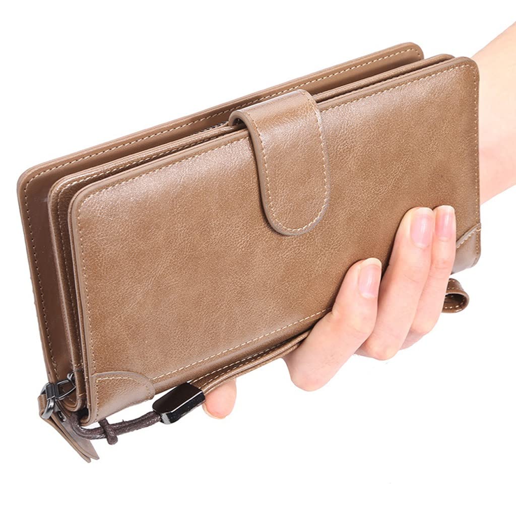 Men's Long Leather Wallet for Business - Multi Card Slots, Coin Pocket, Zipper Closure - Slim RFID Blocking Bifold Wallet for Men - Perfect for Office, Travel & Everyday Use (Color: A, Size: One Size)