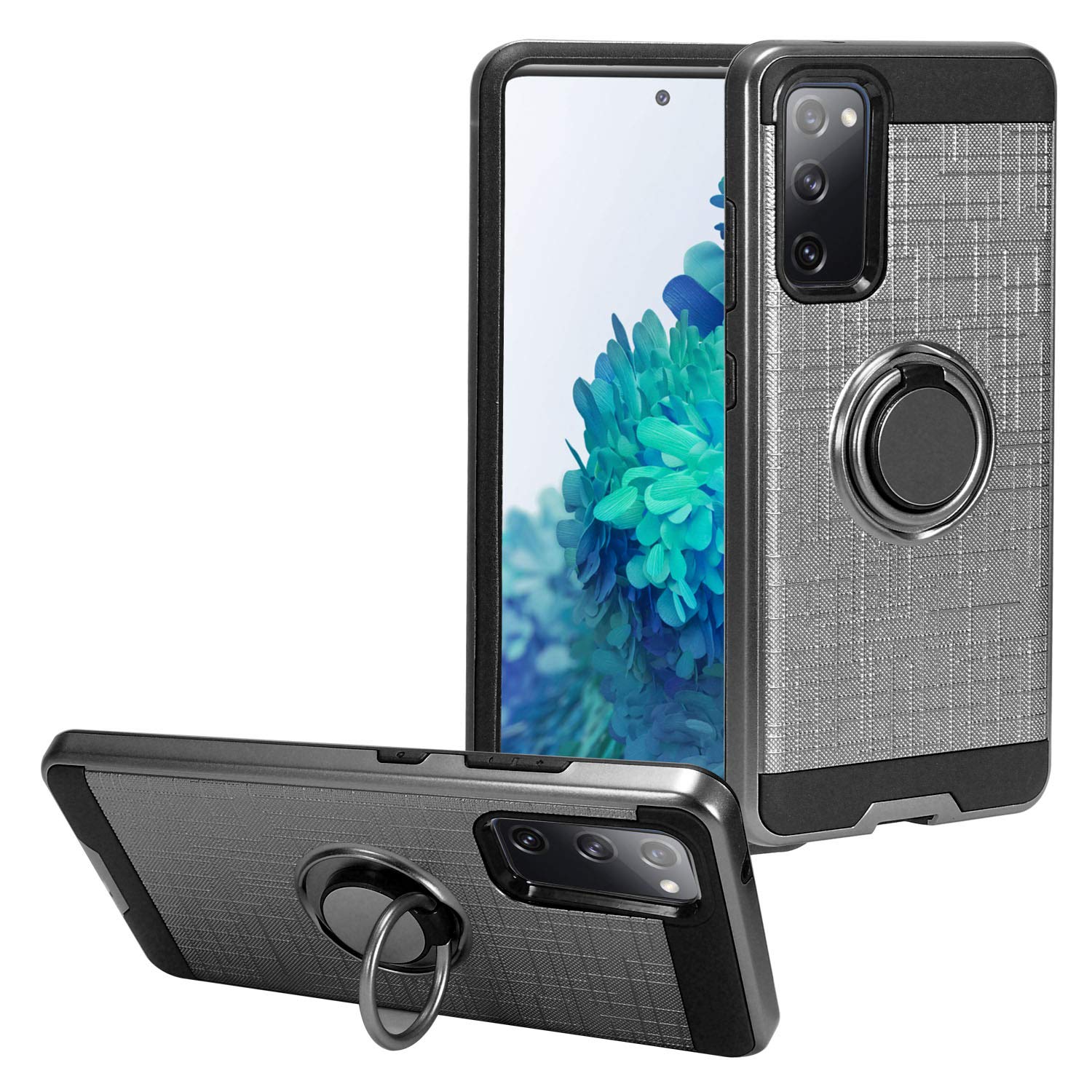 Samsung Galaxy S20 FE 5G Case (SM-G781) with Ring Stand - Slim Protective Phone Cover for Galaxy S20 FE 5G - RS2 Gray - Perfect for Hands-Free Viewing & Secure Grip