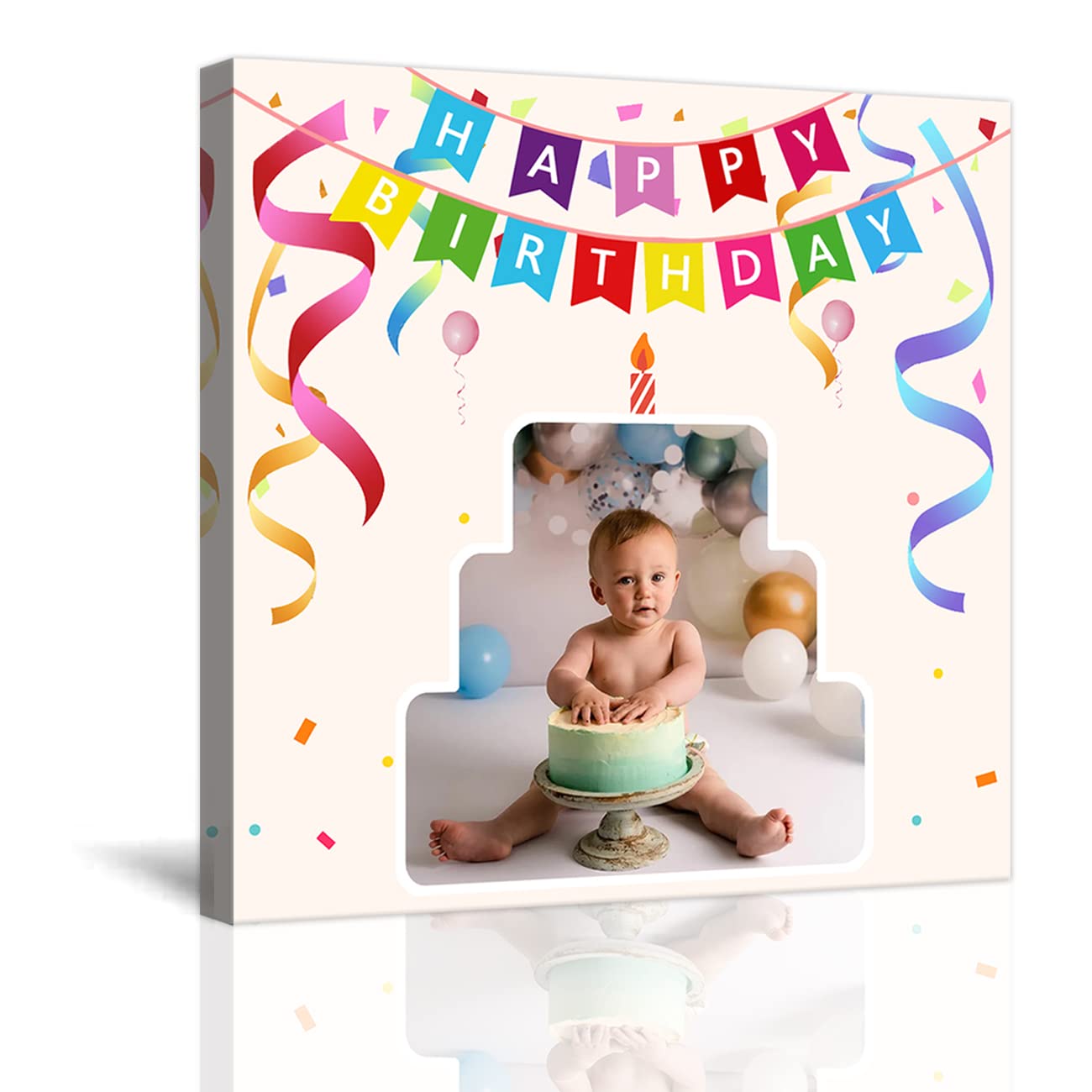 Custom Baby Birthday Photo Collage Canvas Print - Personalized 30