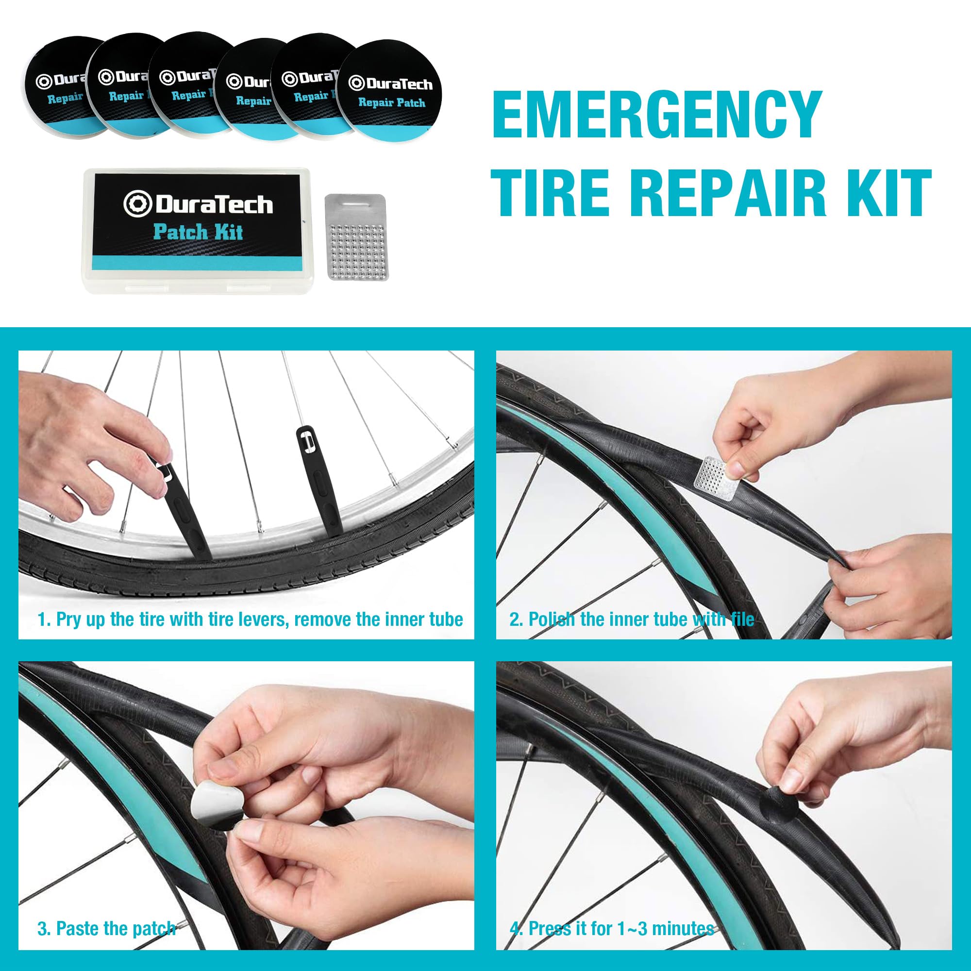 DURATECH Bike Repair Kit - 42-Piece Bicycle Tool Kit with Portable Carry Case for Tire, Brake, Chain & Pedal Maintenance - Essential Mountain & Road Bike Accessories - Perfect Gift for Cyclists (Men & Women) - Ideal for Trail Rides, Commuting & Home Bike Repairs