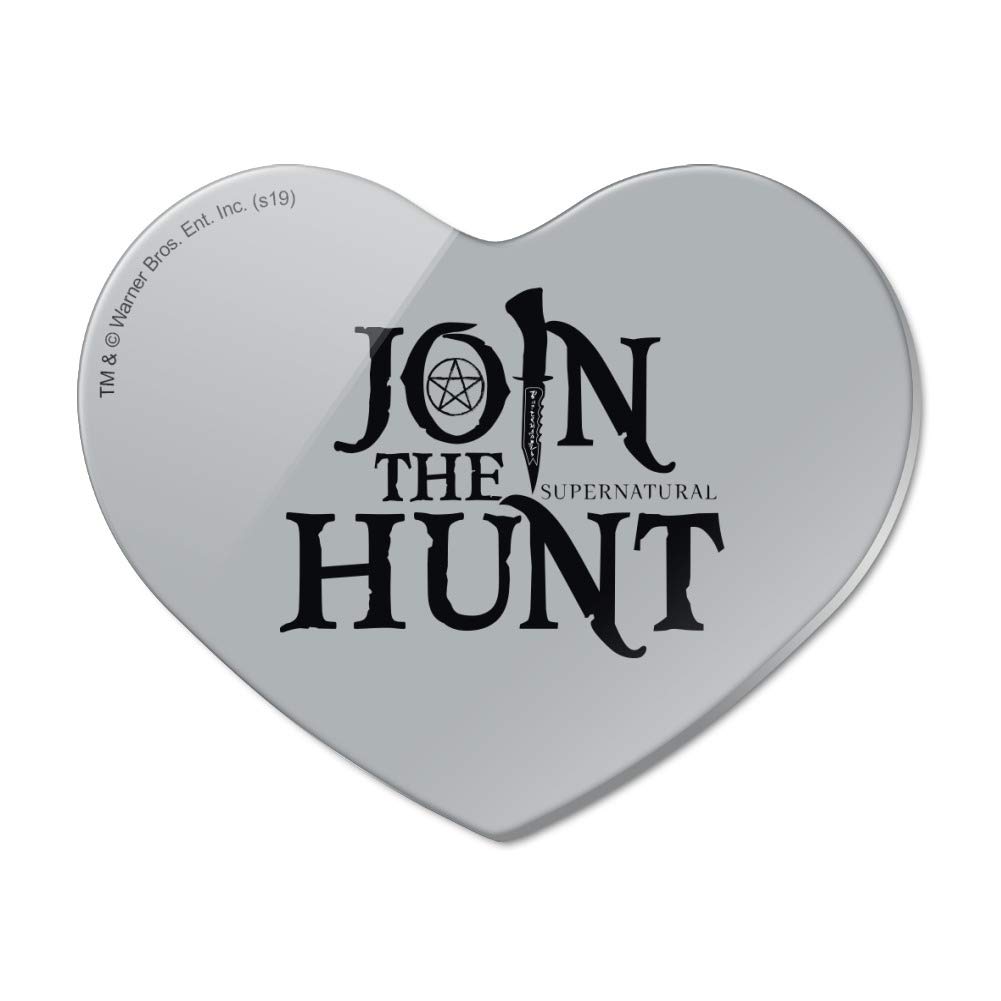 Supernatural Join the Hunt Heart-Shaped Acrylic Fridge Magnet - Perfect for TV Show Fans, Home Decor & Office Organization