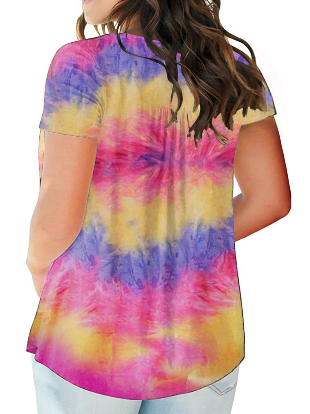 **Plus Size Women's Summer Henley Shirts - Flowy Tunic Tops for Casual Wear & Vacation Outfits**