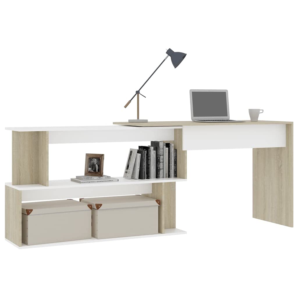Minimalist Small Home Office Desk - Space Saving Writing Desk with Corner Design, 47.2