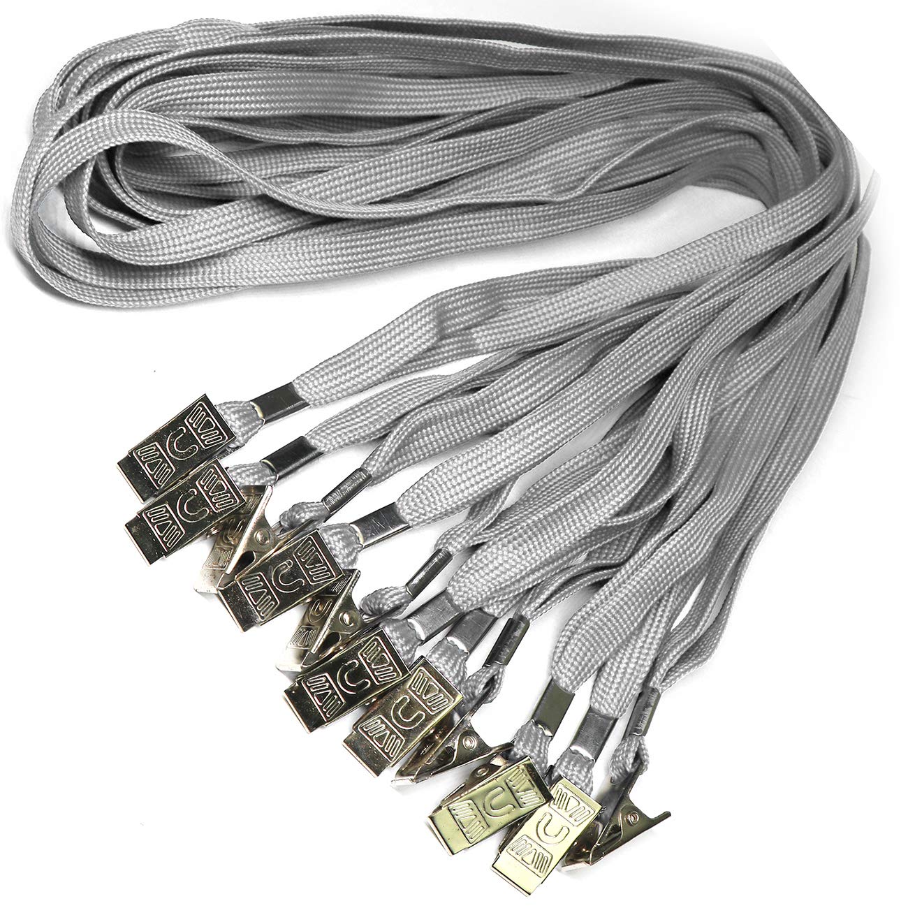 Beebel 100 Pack Gray Lanyards with Badge Clip for ID Cards & Events