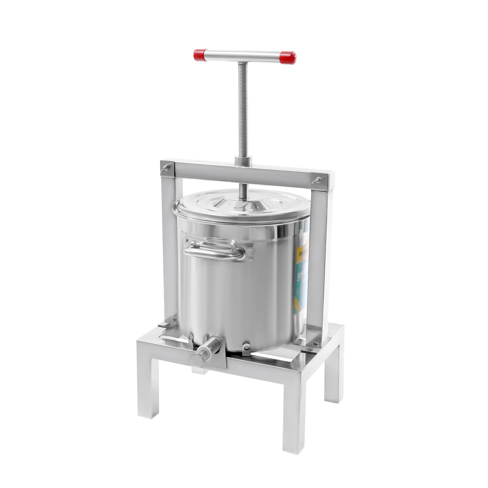 2.64 Gallon Stainless Steel Fruit Press for Cider, Wine & Juice Making - Heavy Duty Apple Grape Press with Pressing Plate - Perfect for Home Brewing, Winemaking & Fresh Juice Extraction