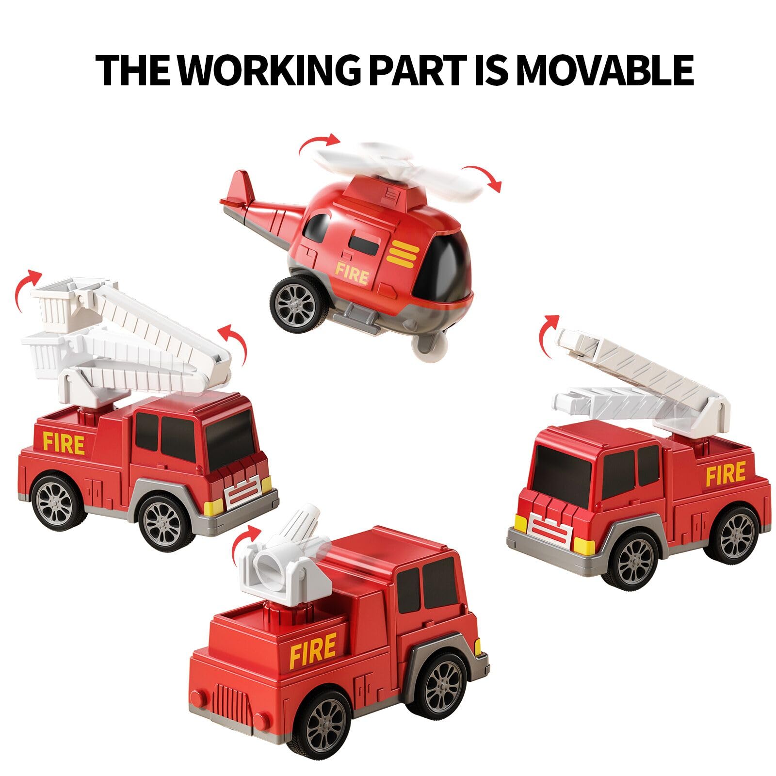 Fire Truck Toy for Kids Ages 3-7 - Toddler Fire Engine Transport Vehicle Carrier with Lights & Sounds - Best Gift for Boys & Girls - Perfect for Pretend Play, Birthday Parties & Preschool Learning