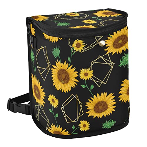 Golden Sunflower Collapsible Hanging Car Trash Can - Leakproof Portable Garbage Bag for SUV, Truck, Van - Perfect for Road Trips, Commuting & Travel Organization