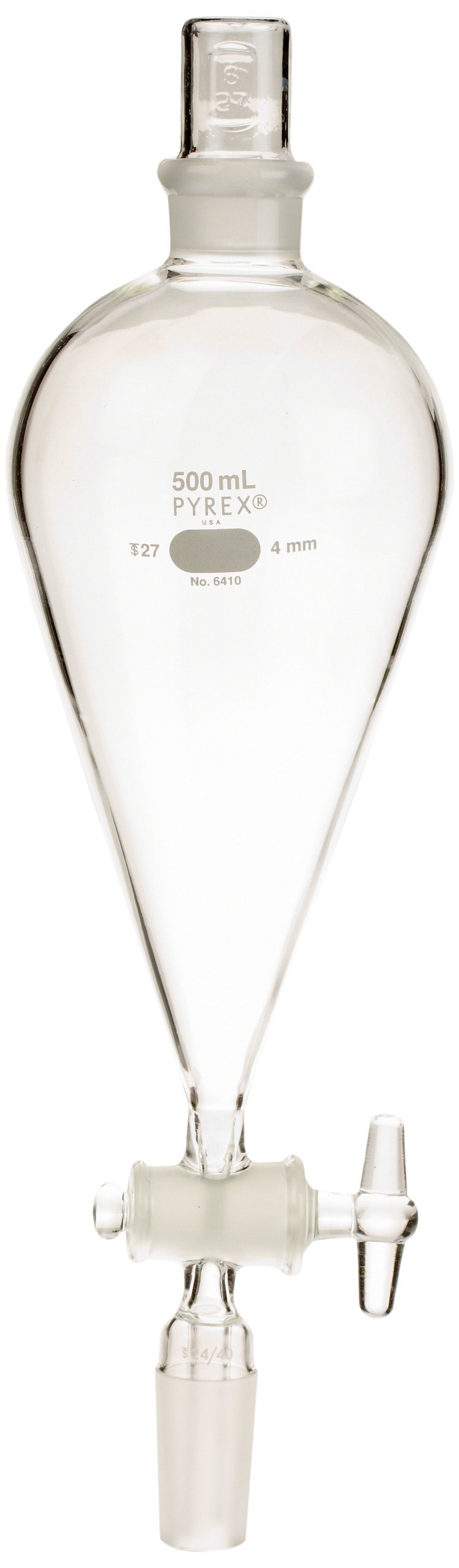 Corning Pyrex Borosilicate Glass Squibb Separatory Funnel 125ml - Lab Grade Chemical Separation Funnel for Essential Oil Extraction, Chemistry Experiments & Liquid Measurement