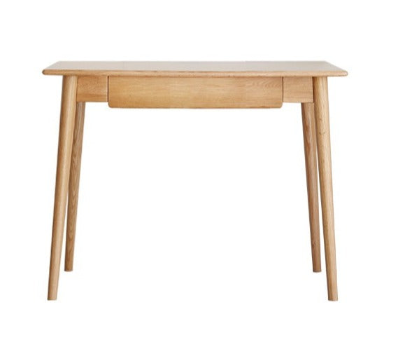 Solid Oak Wood Office Desk with Spindle-Shaped Slanted Legs - Modern Home Office Furniture for Work & Study