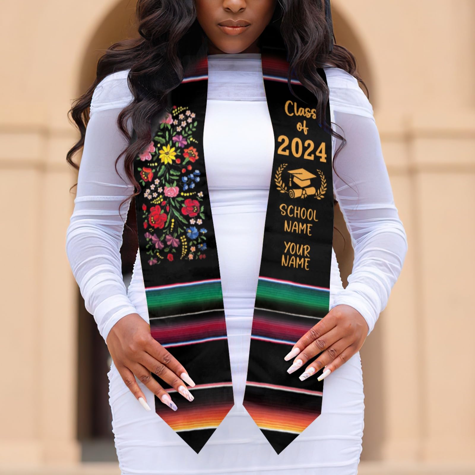 Custom Mexican Graduation Stole - Personalized Class of 2024 Graduation Sash with Embroidery | Perfect for High School & College Graduation Ceremonies, Cultural Celebrations & Gift Giving