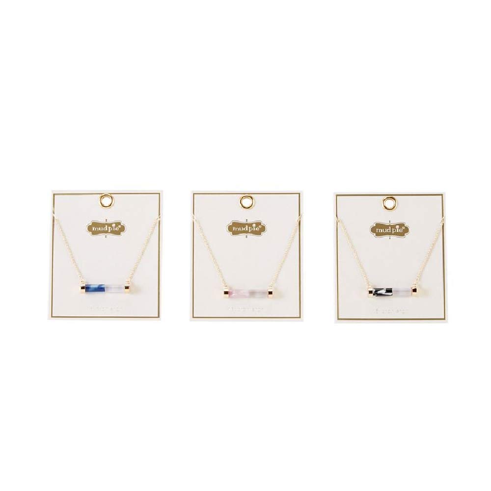 Mud Pie Women's Resin BAR Necklace - Blue Statement Jewelry for Casual & Formal Wear - One Size Fashion Accessory for Everyday Elegance