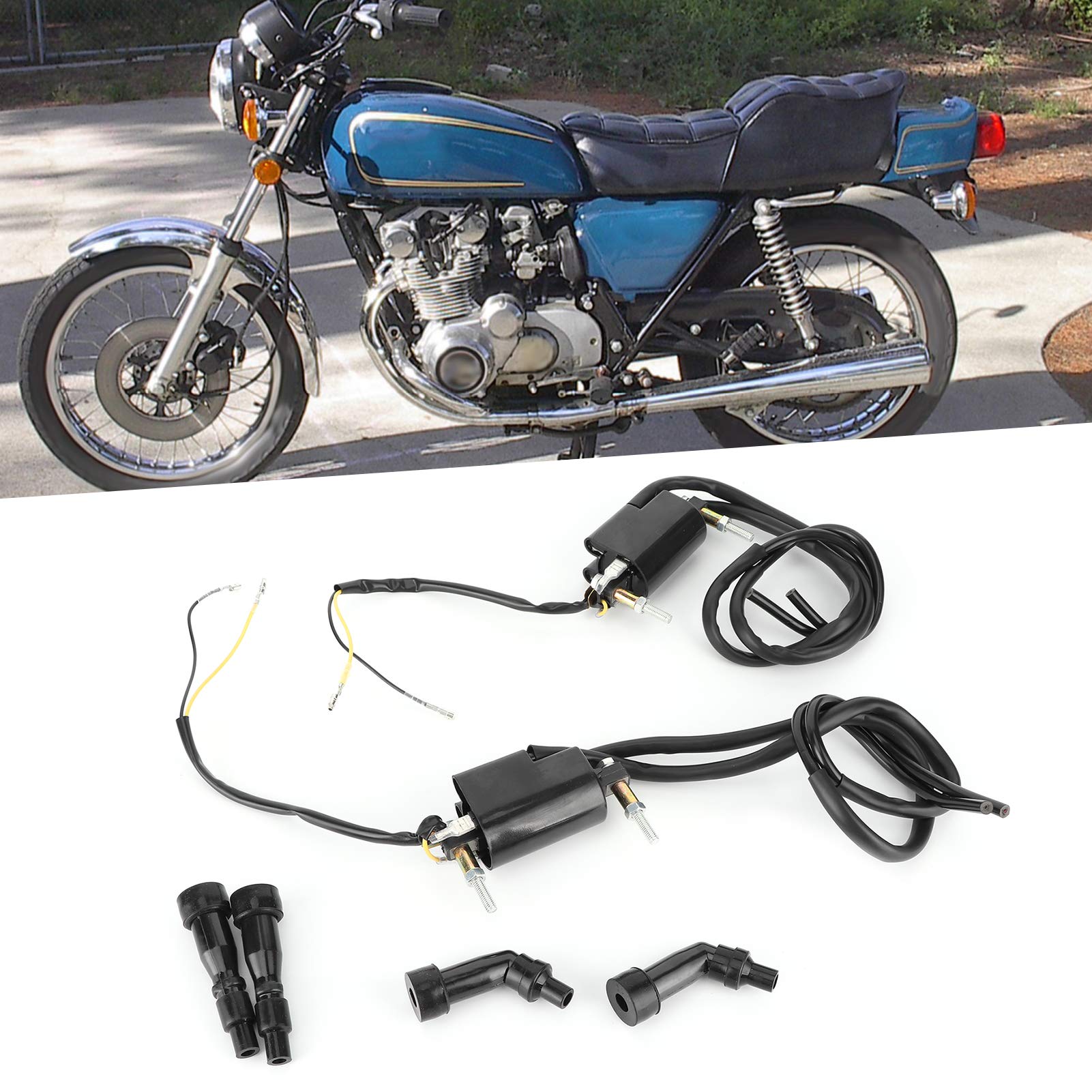 2pcs High Performance Ignition Coil Replacement for Motorcycle GS550 Indy 1977 - Durable Spark Plug Coils for Smooth Engine Start & Better Acceleration | Perfect for Motorcycle Repair, Maintenance & Performance Upgrade