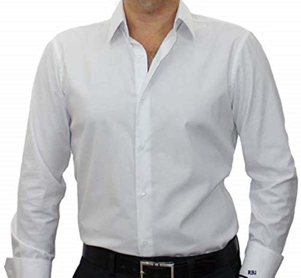 Custom Monogrammed Non-Iron Mini Oxford Dress Shirt in Pure White - Perfect for Business Casual, Weddings & Formal Events (#cc54)