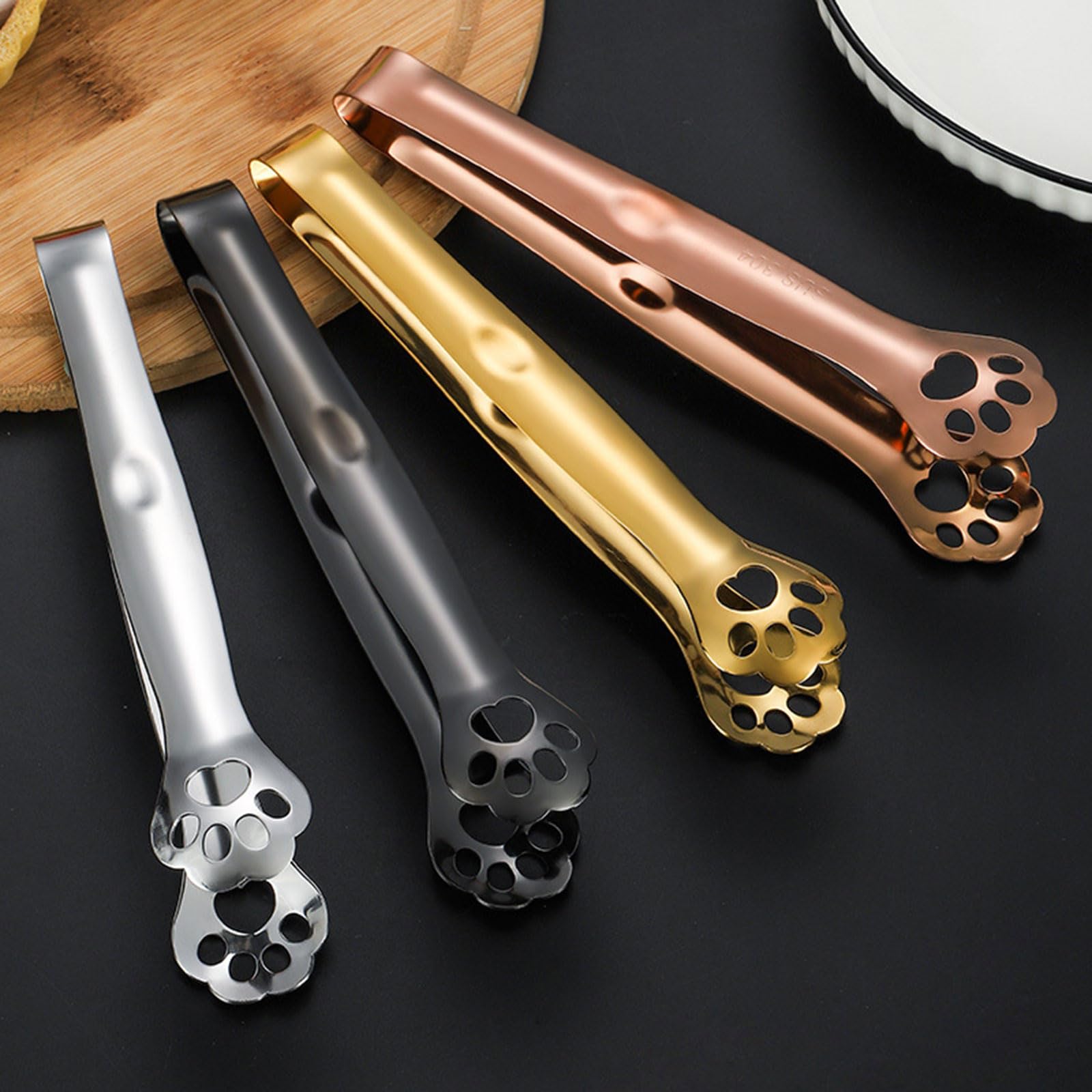 Premium Stainless Steel Ice Tongs - Non-Slip Kitchen Tongs for Ice Cubes, Sugar, Tea, Bread & Food Serving - Food Grade Multi-Purpose Bar & Kitchen Tool for Cocktails, Parties & Home Use