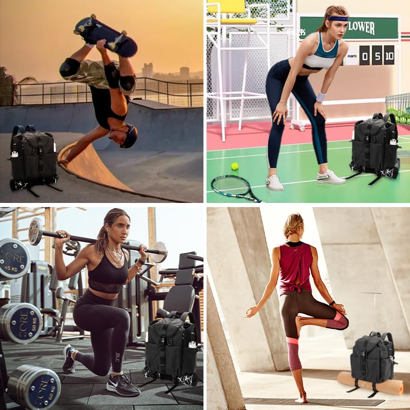 EKE Waterproof 15in Gym Backpack for Laptop, Yoga, Tennis, Travel & Commuting - Sport Gift for Women & Men (Black) - Perfect for Workouts, Office, School & Outdoor Activities