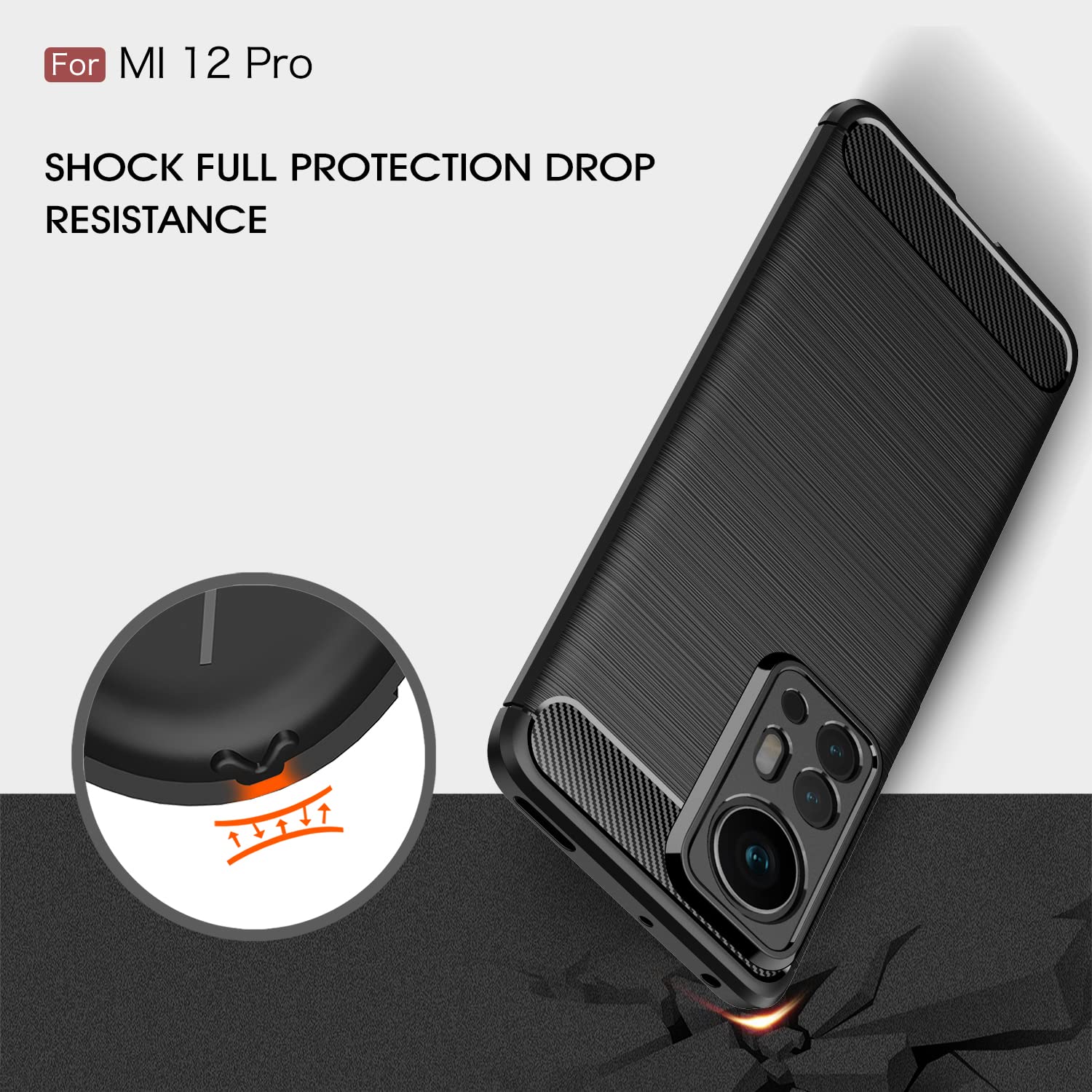 Premium Carbon Fiber Texture Shockproof Case for Xiaomi Mi 12 Pro (2022) - Anti-Scratch Protective Cover with Impact Absorption | Perfect for Daily Use, Travel & Outdoor Activities (Black)