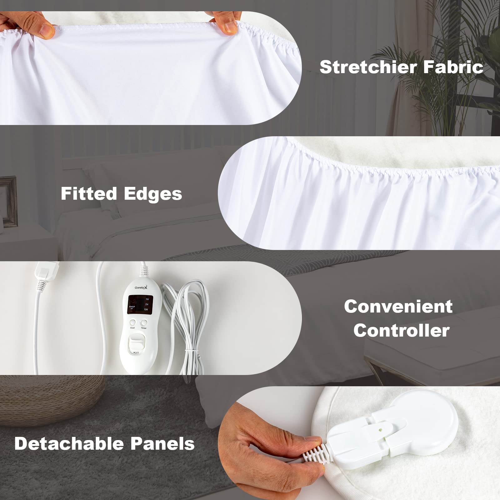 Giantex Queen Size Electric Heated Mattress Pad - 8 Heating Zones with Dual LED Temperature Controller, 4 Timer Settings - Perfect for Winter Warmth, Bed Warmer for Cold Nights & Cozy Sleep