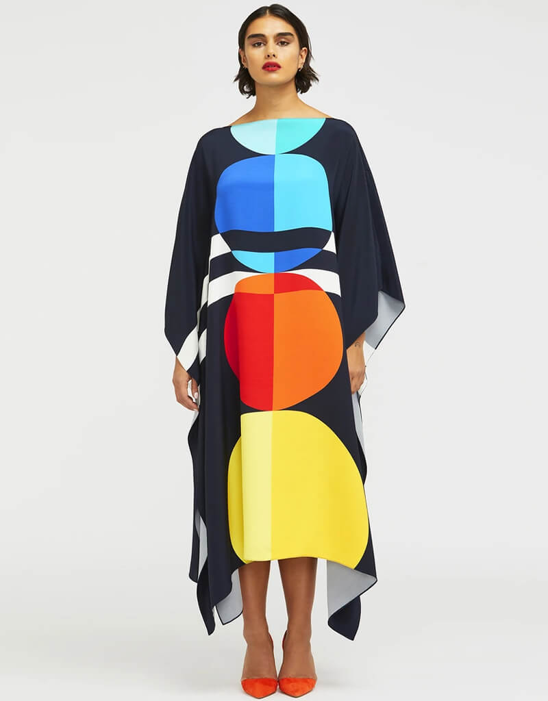 Premium Black Silk Crepe Kaftan Dress - Elegant Long Sleeve Loose Fit Tunic for Women | Perfect for Beach Coverups, Resort Wear & Boho Chic Outfits