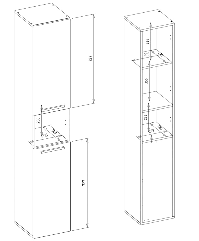 ADGO High Bathroom Cabinet NEL III - Space-Saving Bathroom Storage Organizer with Laundry Basket & Column Bookcase - Modern Bathroom Furniture for Small Spaces - Perfect for Toiletries, Towels & Home Organization