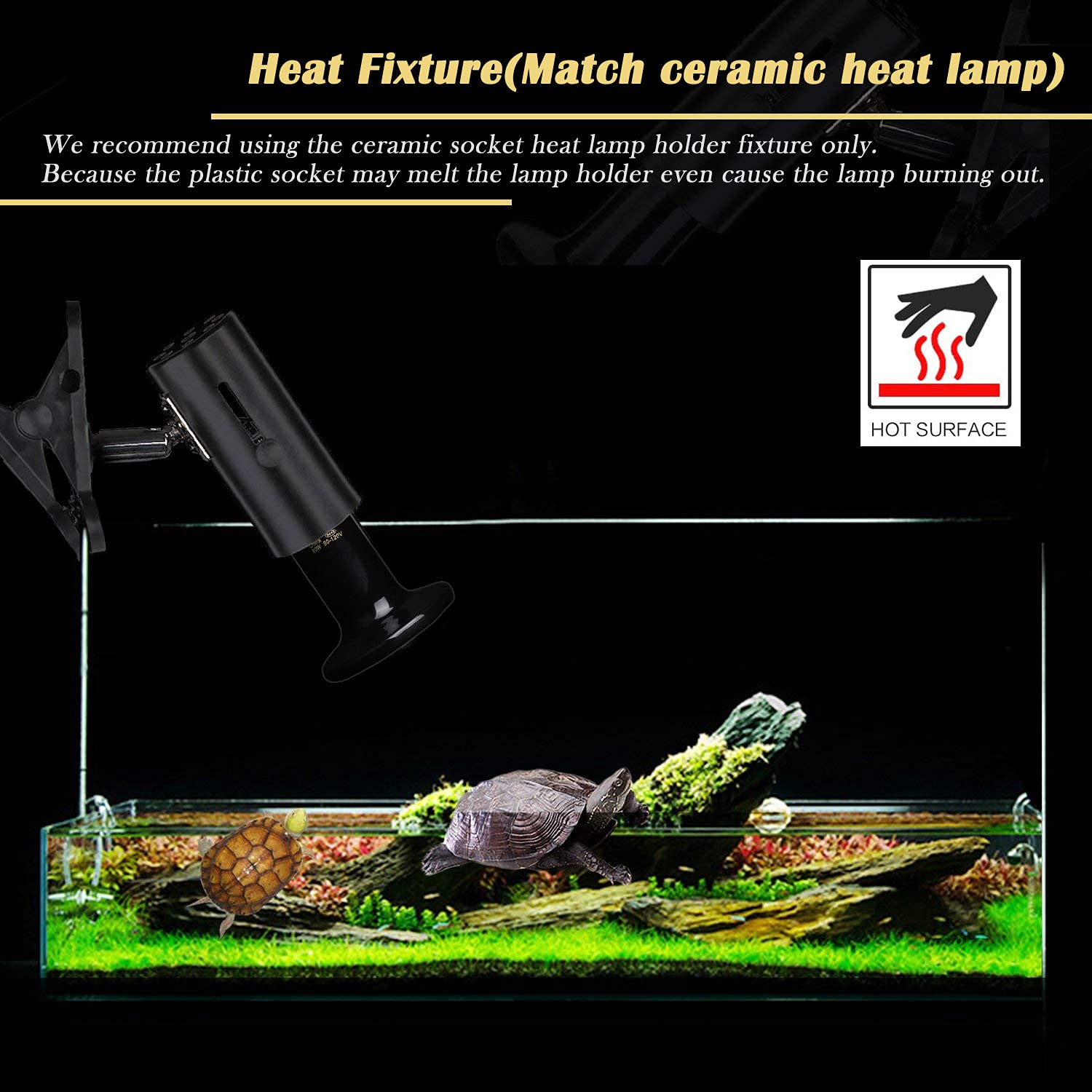 WUHOSTAM 2 Pack 80W Ceramic Heat Lamp with Digital Thermometer - Infrared Reptile Heat Emitter for Chicken Coop, Reptile Terrarium, Snake & Turtle Tanks - ETL Certified Pet Heating Bulb for Brooder & Aquarium Use