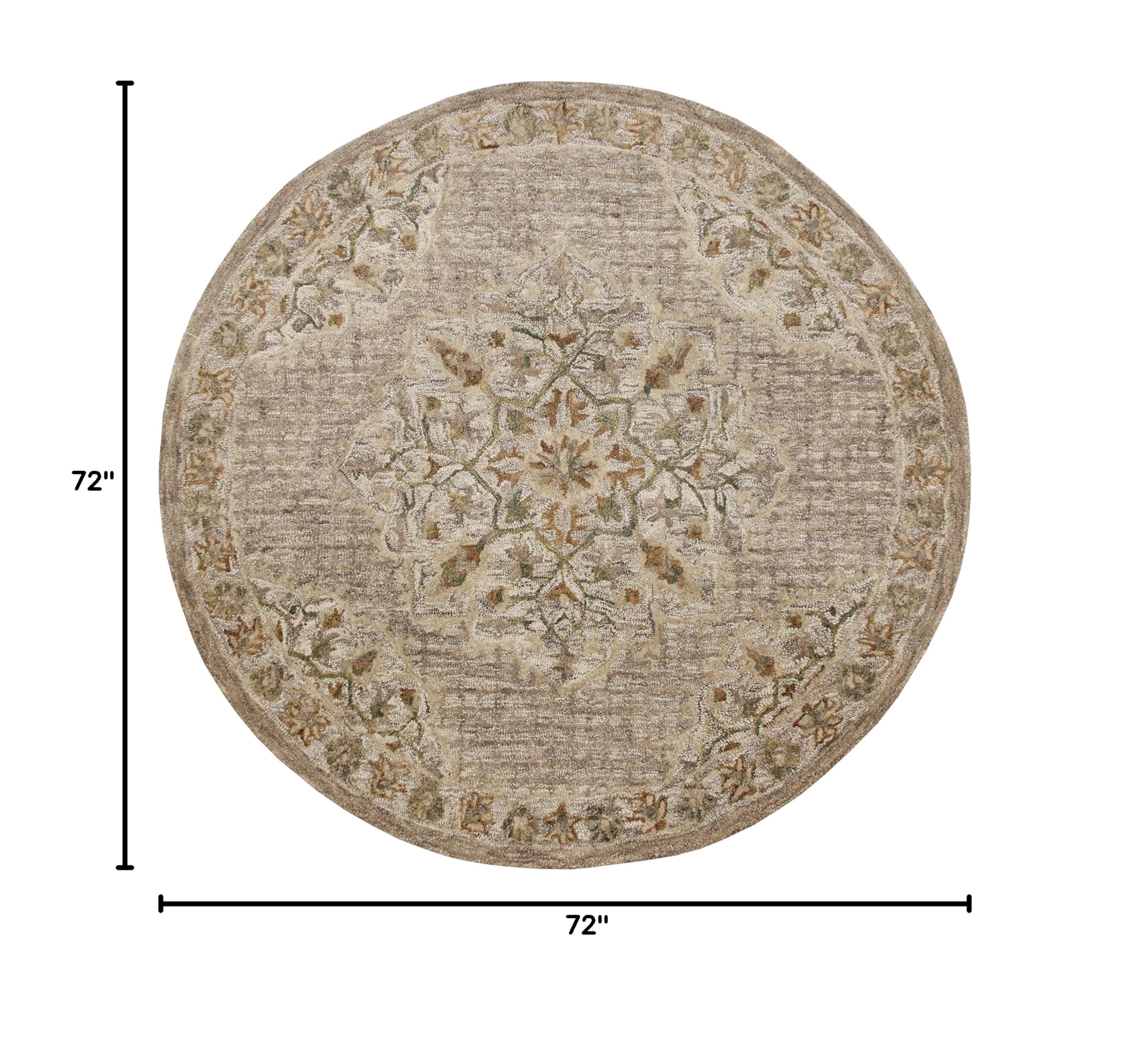 LR Home 6ft Round Natural Wool Area Rug - Hand Tufted Modern Farmhouse Boho Style for Bedroom, Living Room, Office | Soft Beige/Cream Indoor Carpet for Home Decor | Perfect for Entryway, Playroom & Cozy Spaces