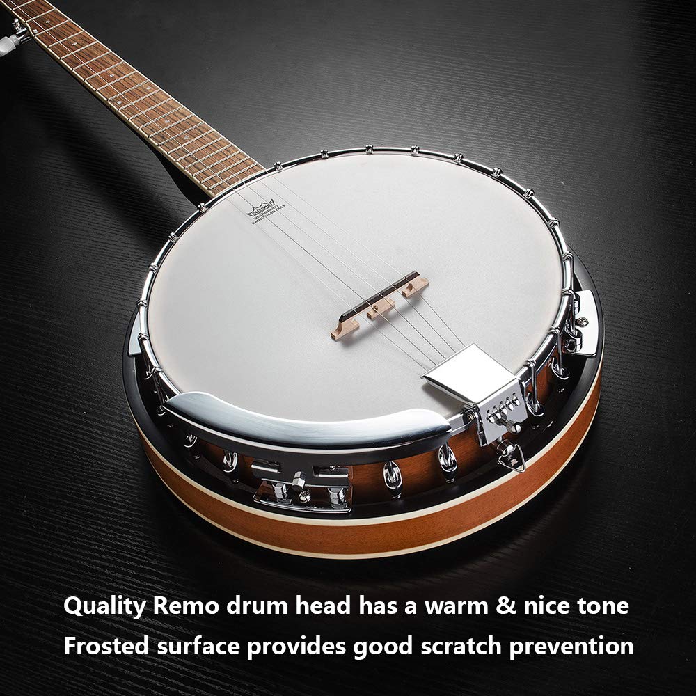 Vangoa 5 String Full Size Banjo with Resonator & Remo Head - Professional Closed Back Banjo Kit for Adults & Beginners - Includes Premium Accessories - Perfect for Bluegrass, Folk Music & Live Performances