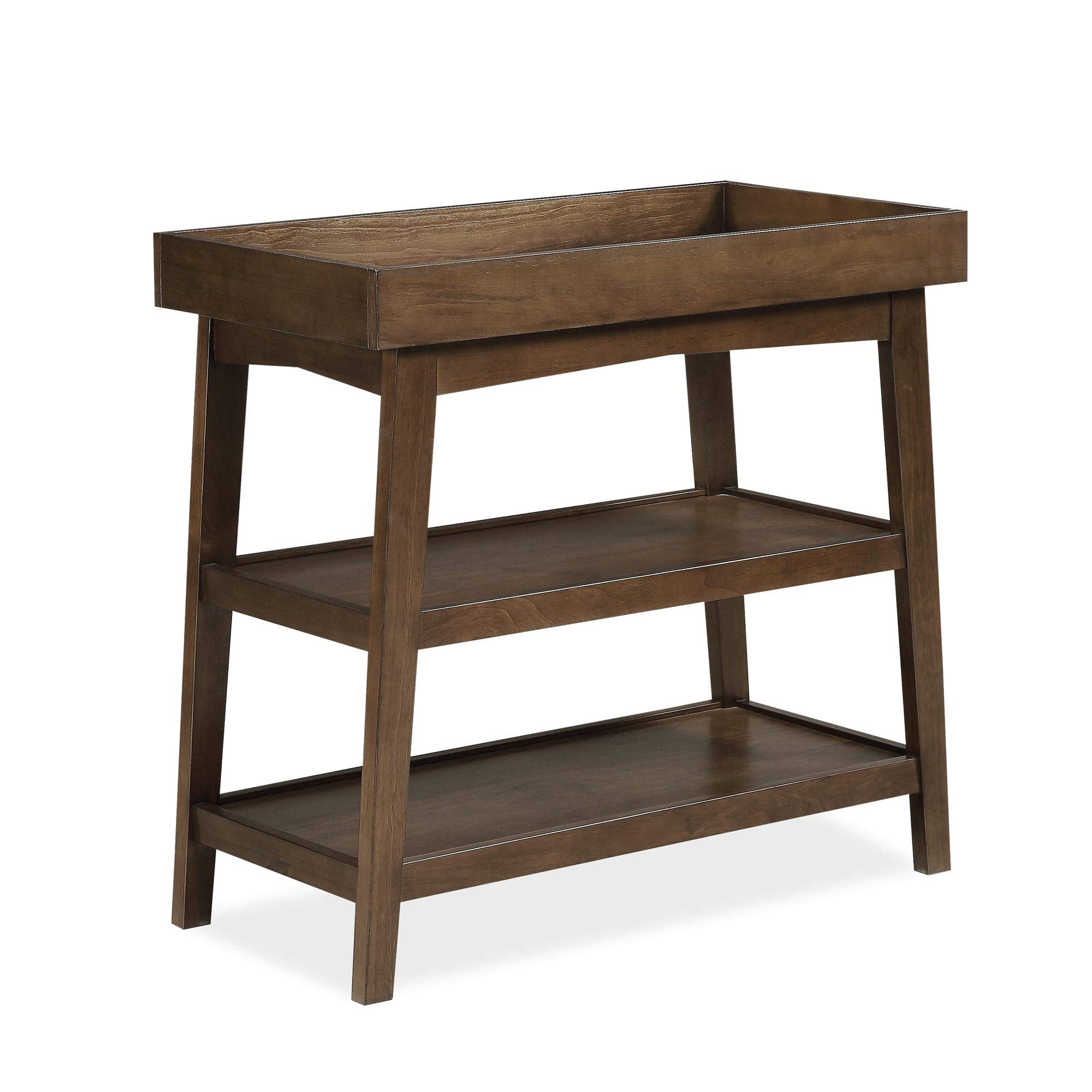 Novogratz Harper Baby Open Changing Table, Walnut - Sturdy Nursery Dresser with Safety Rails for Diaper Changes & Storage | Perfect for Newborns & Toddlers