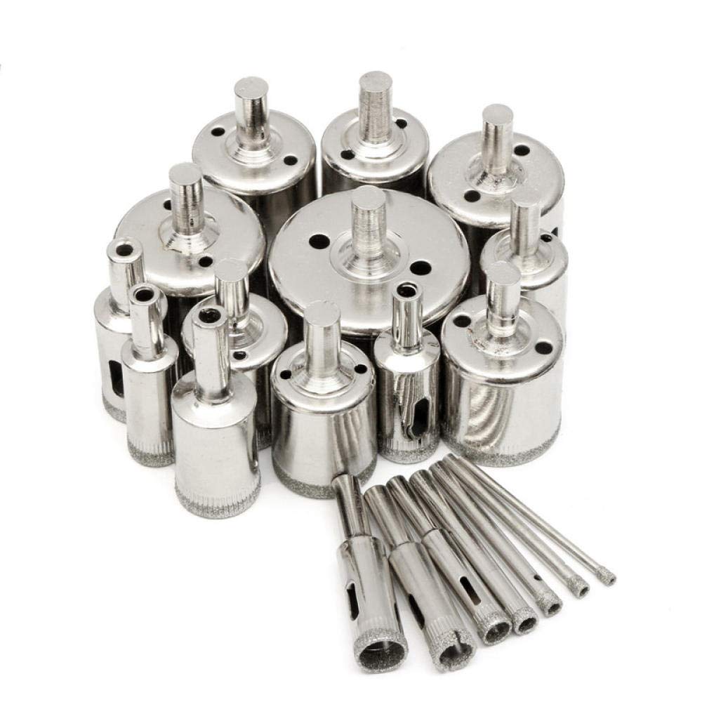 20-Piece Diamond Drill Bit Set (3-50mm) for Glass, Marble, Granite - Hole Saw Cutter Tool for DIY Projects, Jewelry Making & Home Renovation