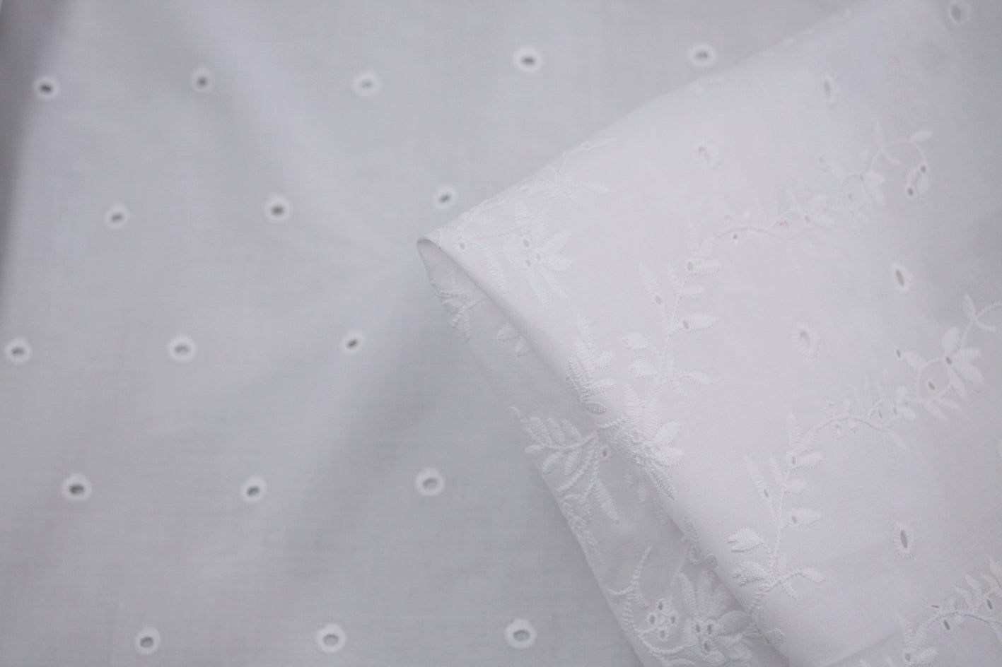 Bayou Border Broderie Anglaise Lace Trim - Elegant Embroidered Fabric for Dresses, Curtains & DIY Crafts