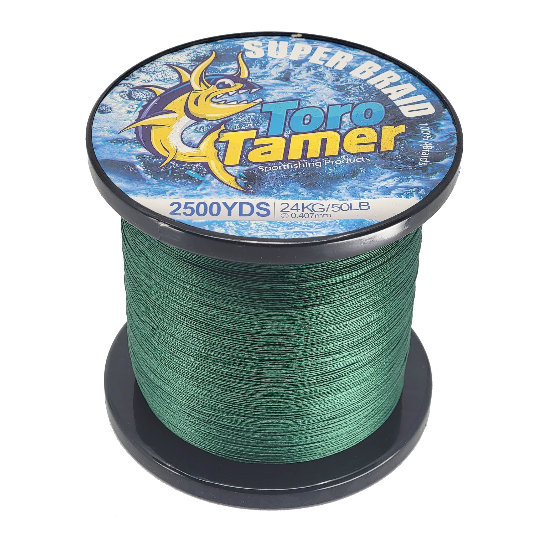 Toro Tamer 4 Strand Solid Braid Fishing Line 2500 Yards - Premium Saltwater & Freshwater Fishing for Big Game Fish