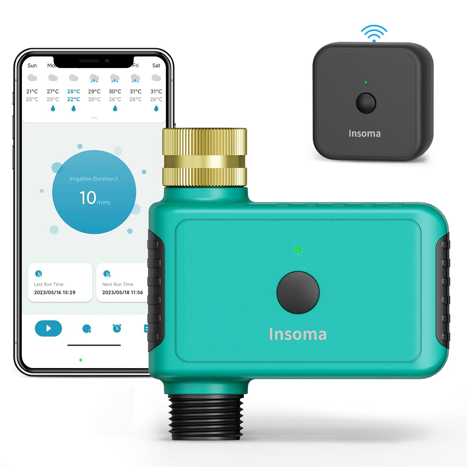 Smart WiFi Water Timer for Outdoor Irrigation - Automatic Lawn & Garden Sprinkler Controller with Green-Brass Inlet (1-Outlet) | Perfect for Yard Care, Drip Systems & Vacation Home Maintenance