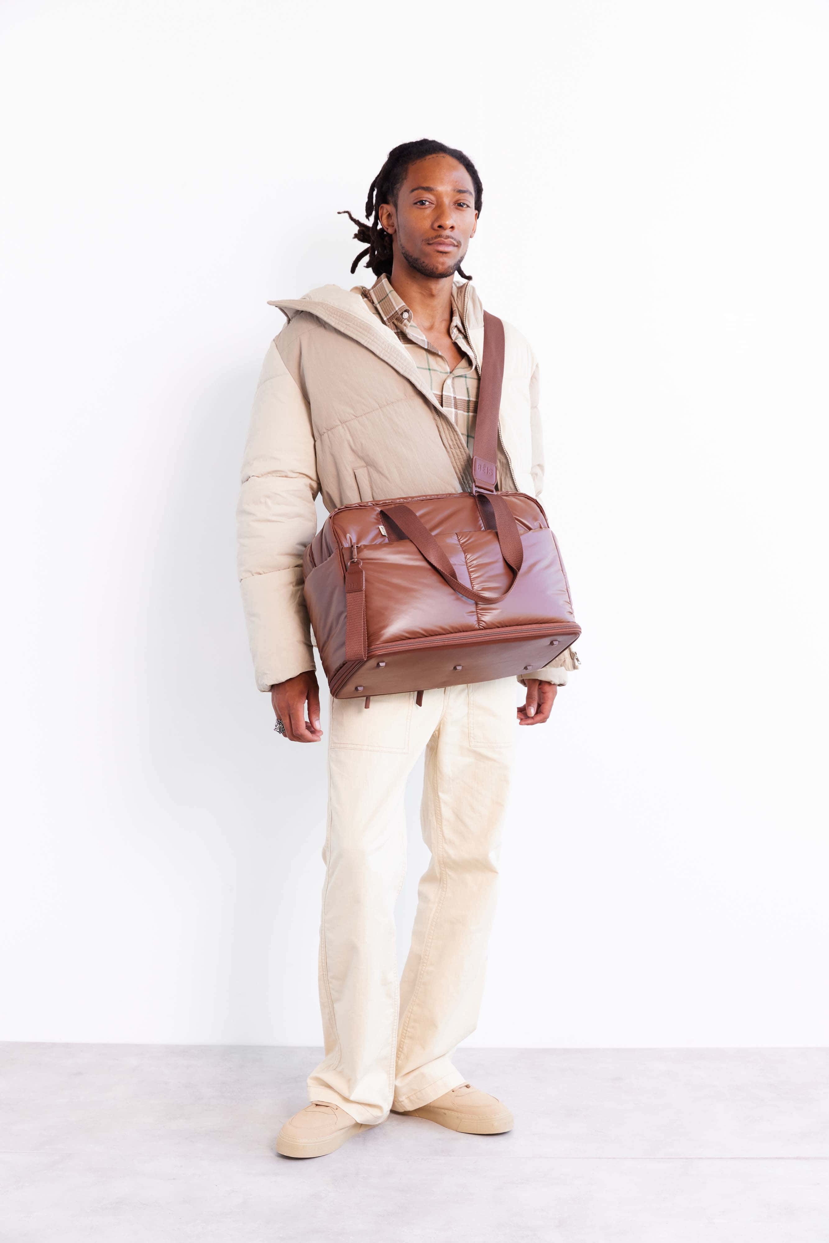 Expandable Duffle Bag in Maple Color - Perfect for Travel, Gym & Weekend Getaways | Water-Resistant & Spacious Carry-On Luggage
