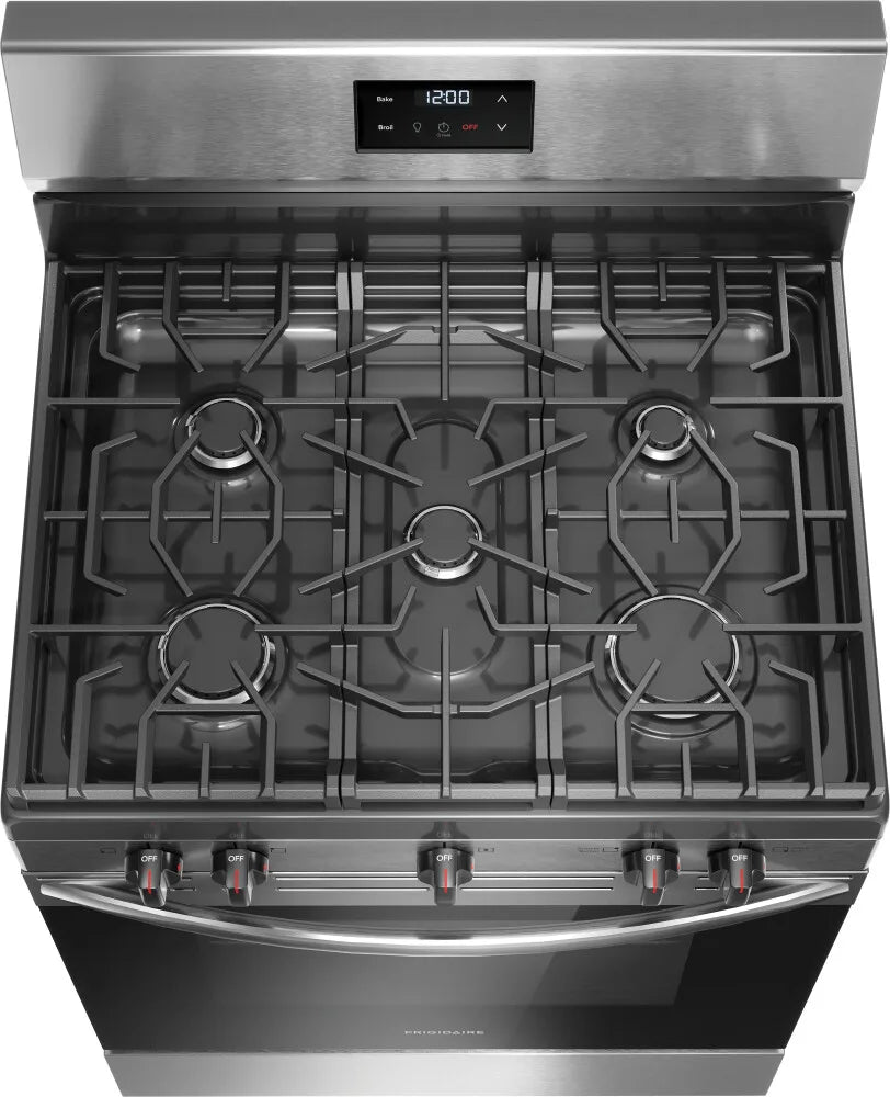 Frigidaire FCRG3052BS 30-Inch Stainless Steel Gas Range - Professional Style Oven with 5 Burners, Convection Bake & Self-Cleaning - Perfect for Home Kitchens & Cooking Enthusiasts