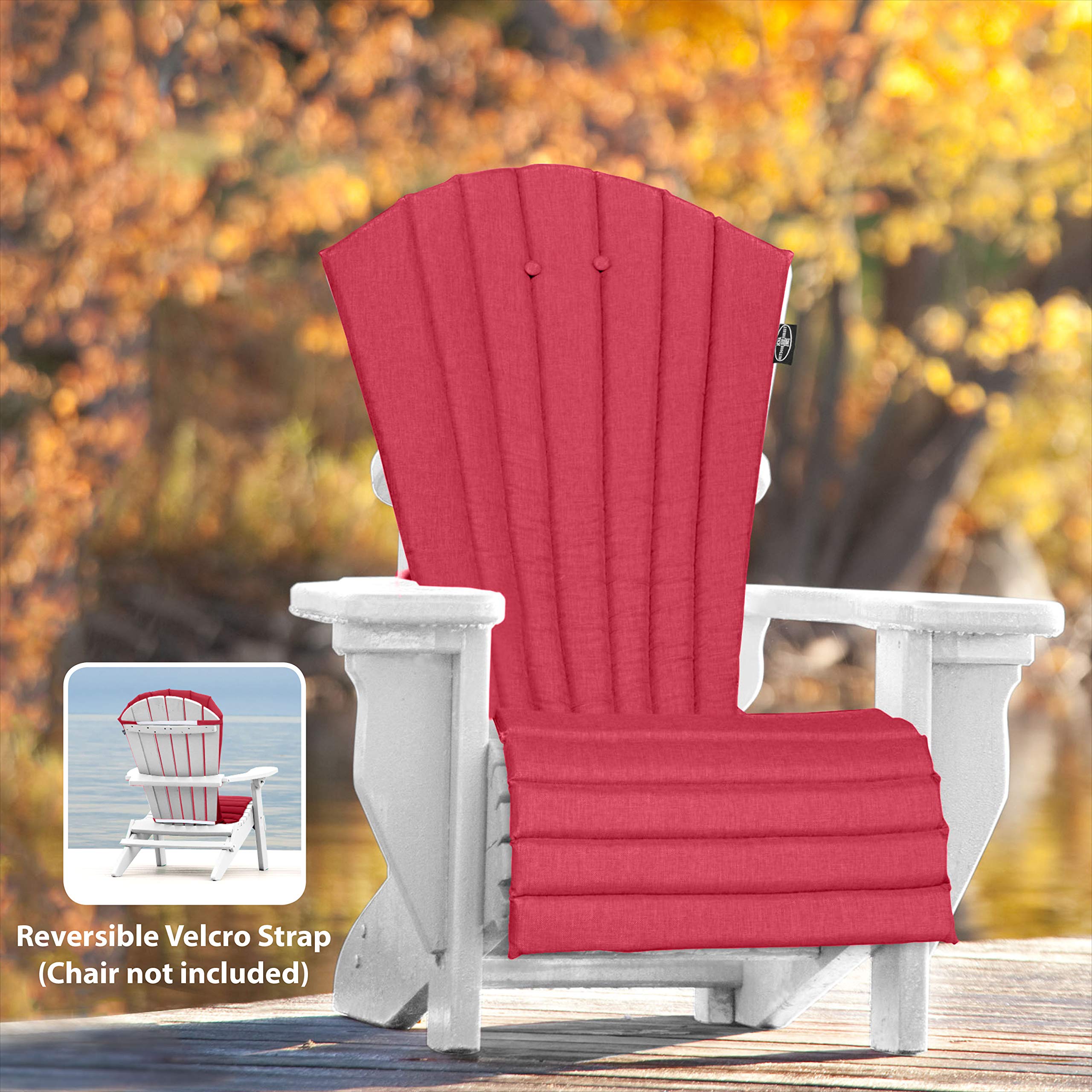 **Outdoor All-Weather Patio Chair Seat Cushion - Quick-Dry Olefin Fabric, Waterproof & UV-Resistant - Perfect for Adirondack Chairs (Haute Red) - Ideal for Poolside, Garden, and Deck Relaxation**