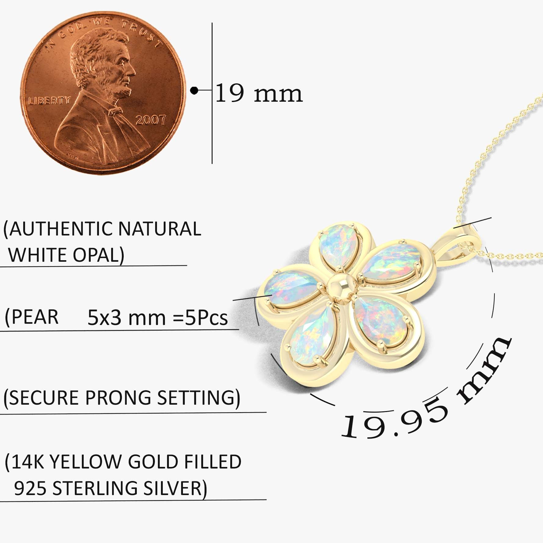 Natural White Opal Flower Pendant Necklace - Elegant Boho Jewelry for Women, Perfect for Weddings, Parties & Everyday Wear