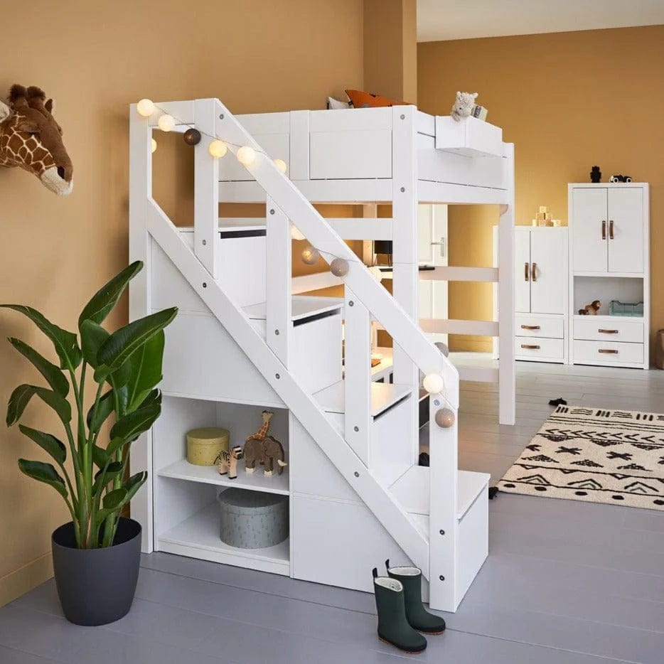 High Sleeper Loft Bed with Staircase - 177cm Sturdy Metal Frame for Teens & Adults - Perfect for Small Bedrooms, Dorms & Studio Apartments
