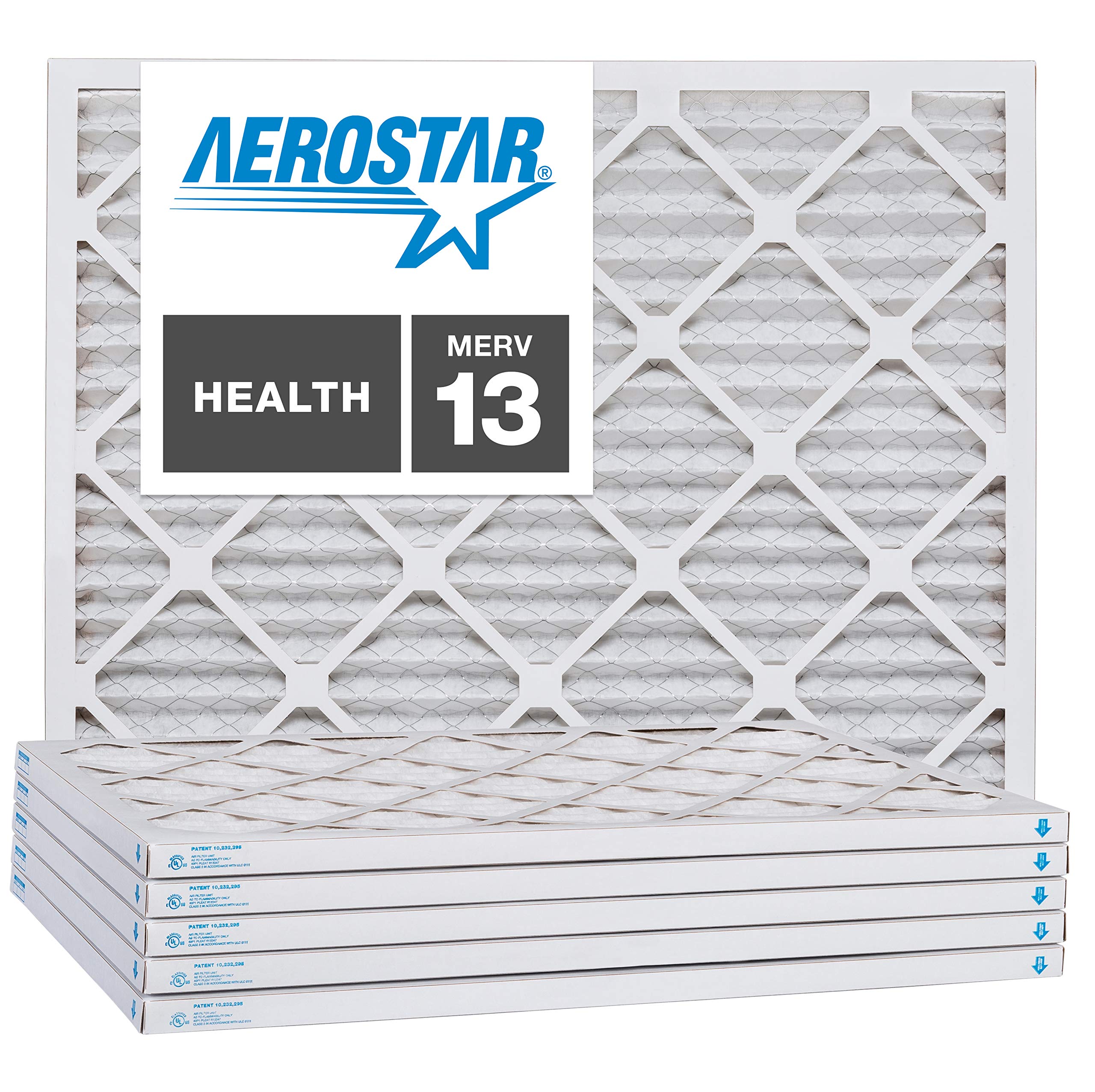 Aerostar 21.5x23.3125x1 MERV 13 Pleated HVAC Air Filter - Electrostatic MPR 1500-1900 & FPR 10 - Traps Allergens, Dust, Mold, Pet Dander, Smoke - Pack of 2 for Home AC, Furnace & Air Purifier Systems