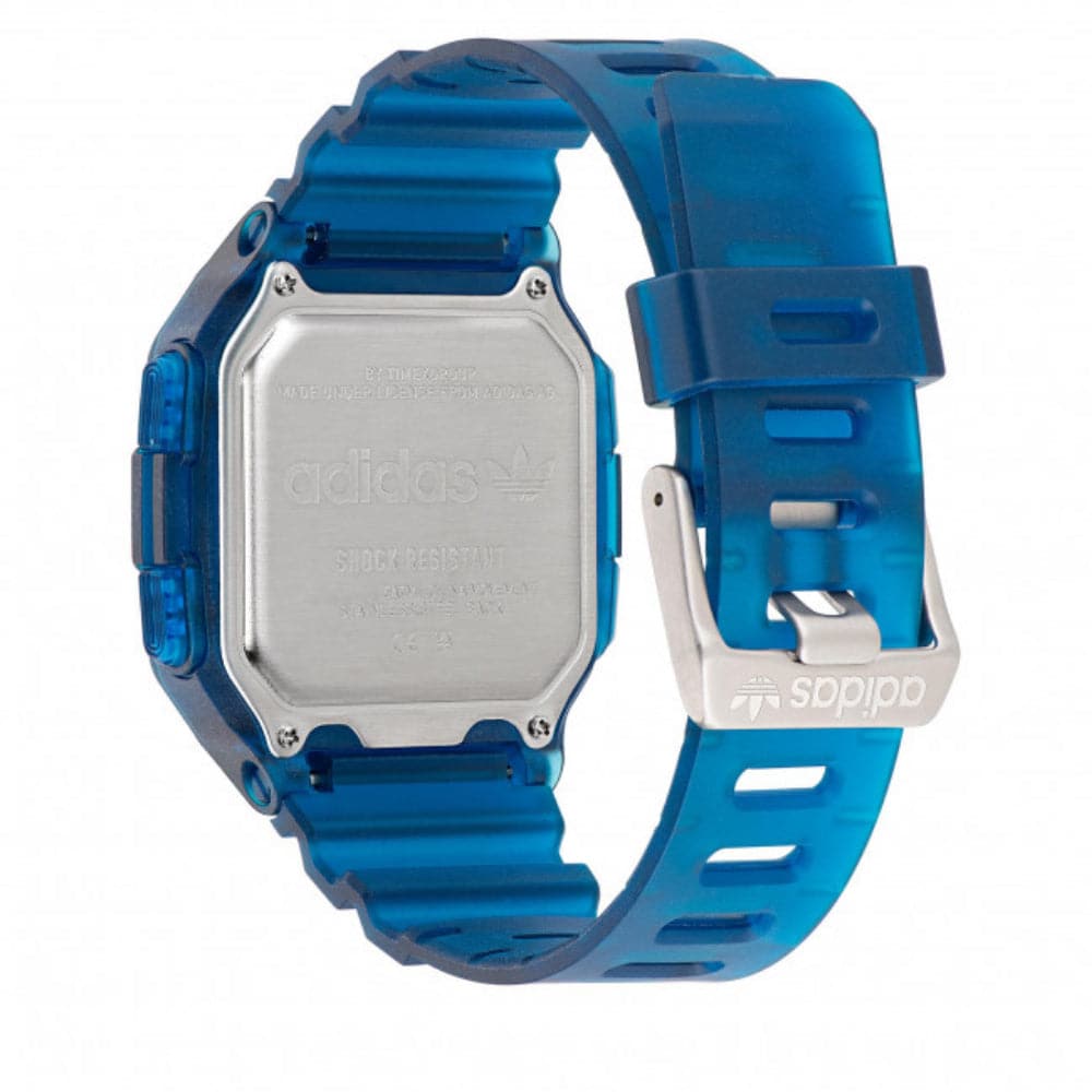 Adidas Men's Street Digital Blue Resin Strap Watch AOST22552 - Sporty Digital Watch for Running, Gym & Casual Wear