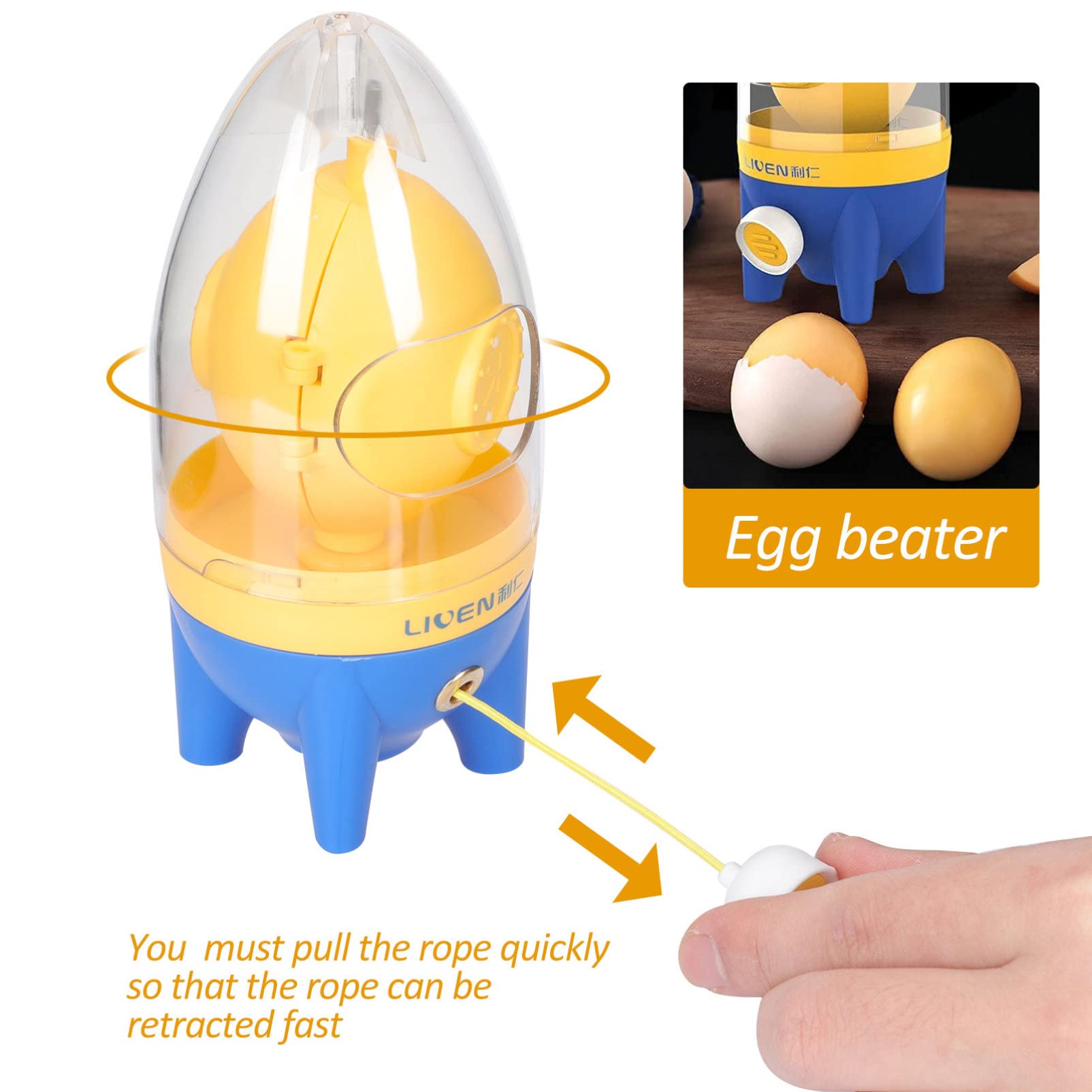 Hemoton Handheld Egg Scrambler - Golden Egg Whisk & Mixer for Cooking - Manual Egg Yolk & White Blender - Perfect for Baking, Omelets, Pudding & Kitchen Prep