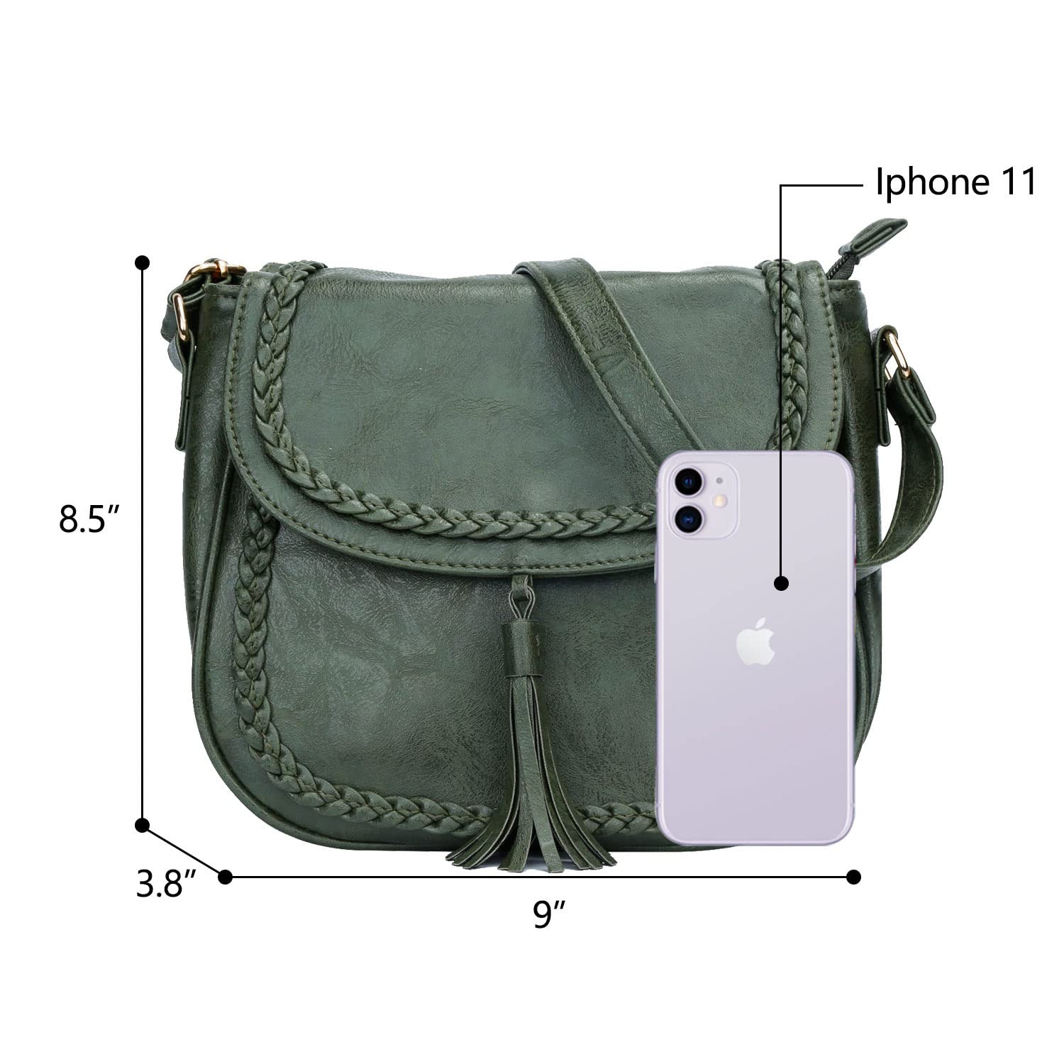 KKXIU Women's Casual Flap Saddle Crossbody Bag with Tassel - Stylish Leather Purse for Everyday Use, Work & Travel Accessories