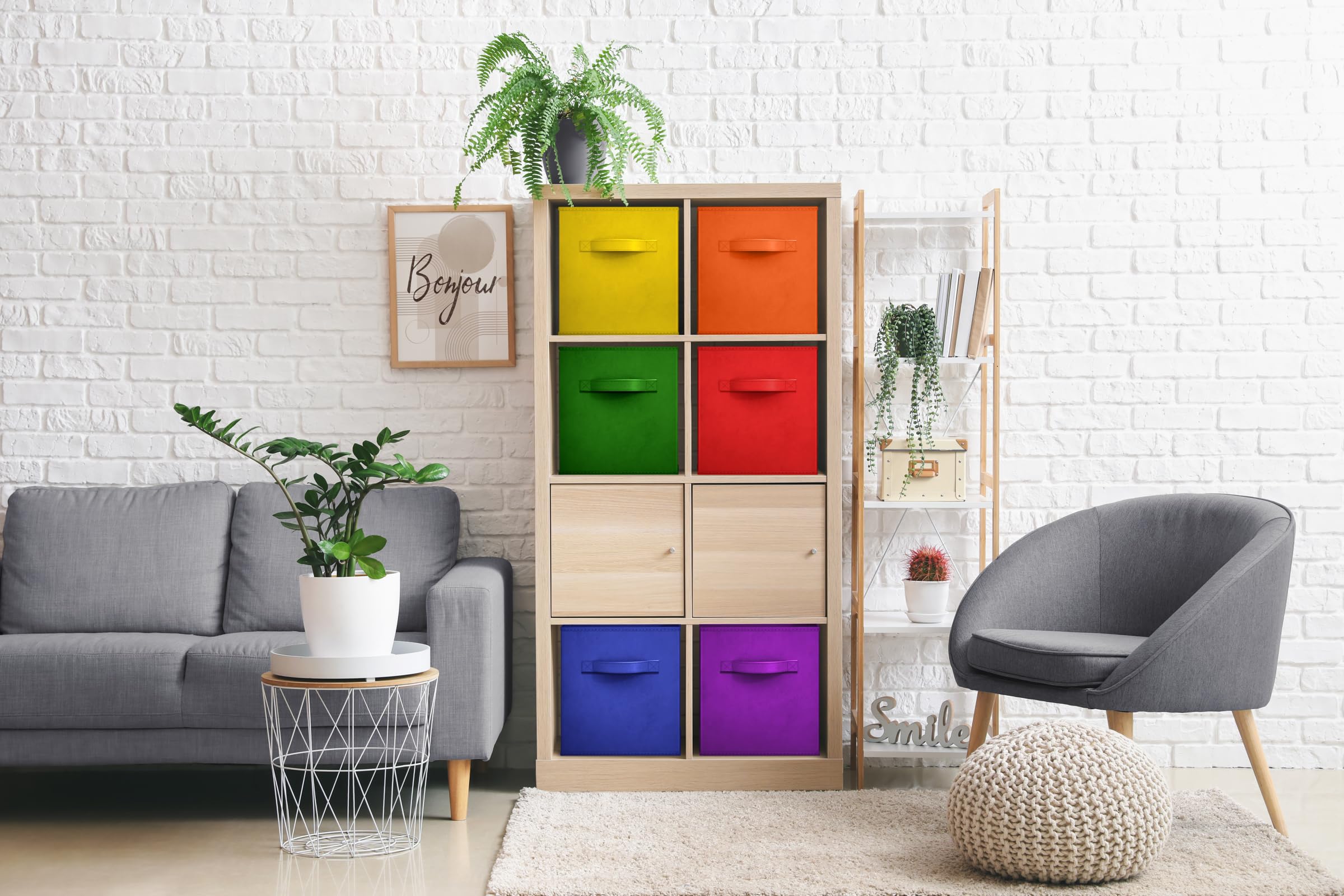 Sorbus 6-Pack Fabric Storage Cubes - Foldable Closet Organizer Bins for Pantry, Shelves, Toys & Clothes - 11 Inch Collapsible Cube Baskets with Handles | Perfect for Bedroom, Nursery & Home Organization