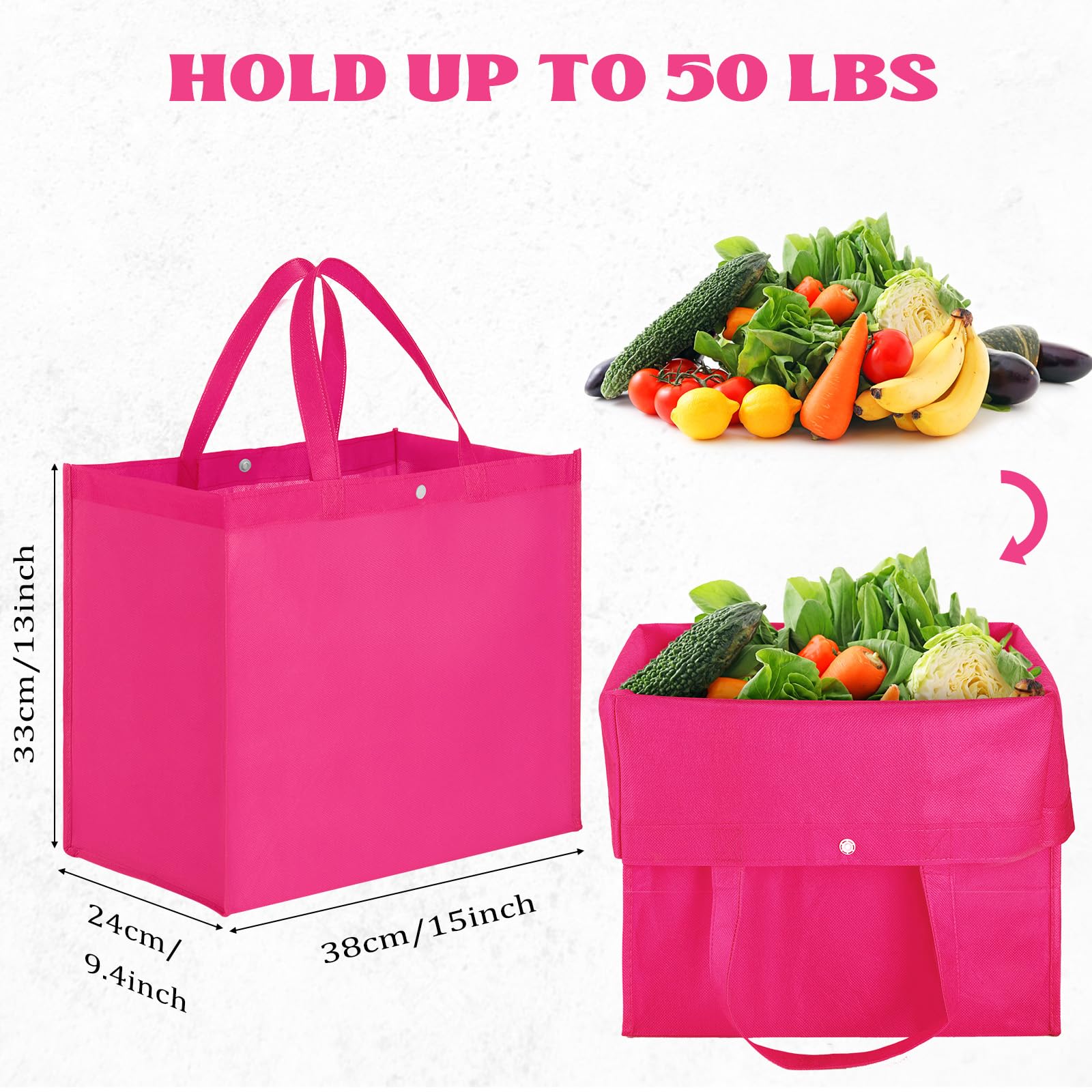 48 Pack Reusable Grocery Bags - Large 13