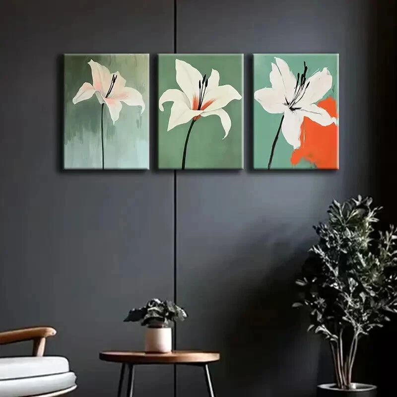 3-Piece White Flower Wall Art Set - Luxurious Framed Canvas Prints 50x70cm | High Quality Australian Made | Perfect for Living Room, Bedroom & Office Decor | Ready to Hang