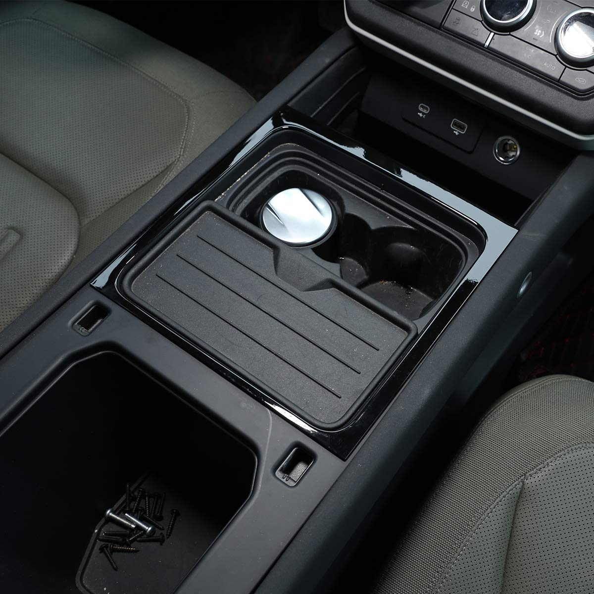 ABS Plastic Car Center Console Storage Box Frame Cover Trim for Land Rover Defender 110 2020 2021 - Durable Black Car Accessories for Organizing Phone, Keys & Small Items - Perfect for Off-Road Adventures & Daily Commute