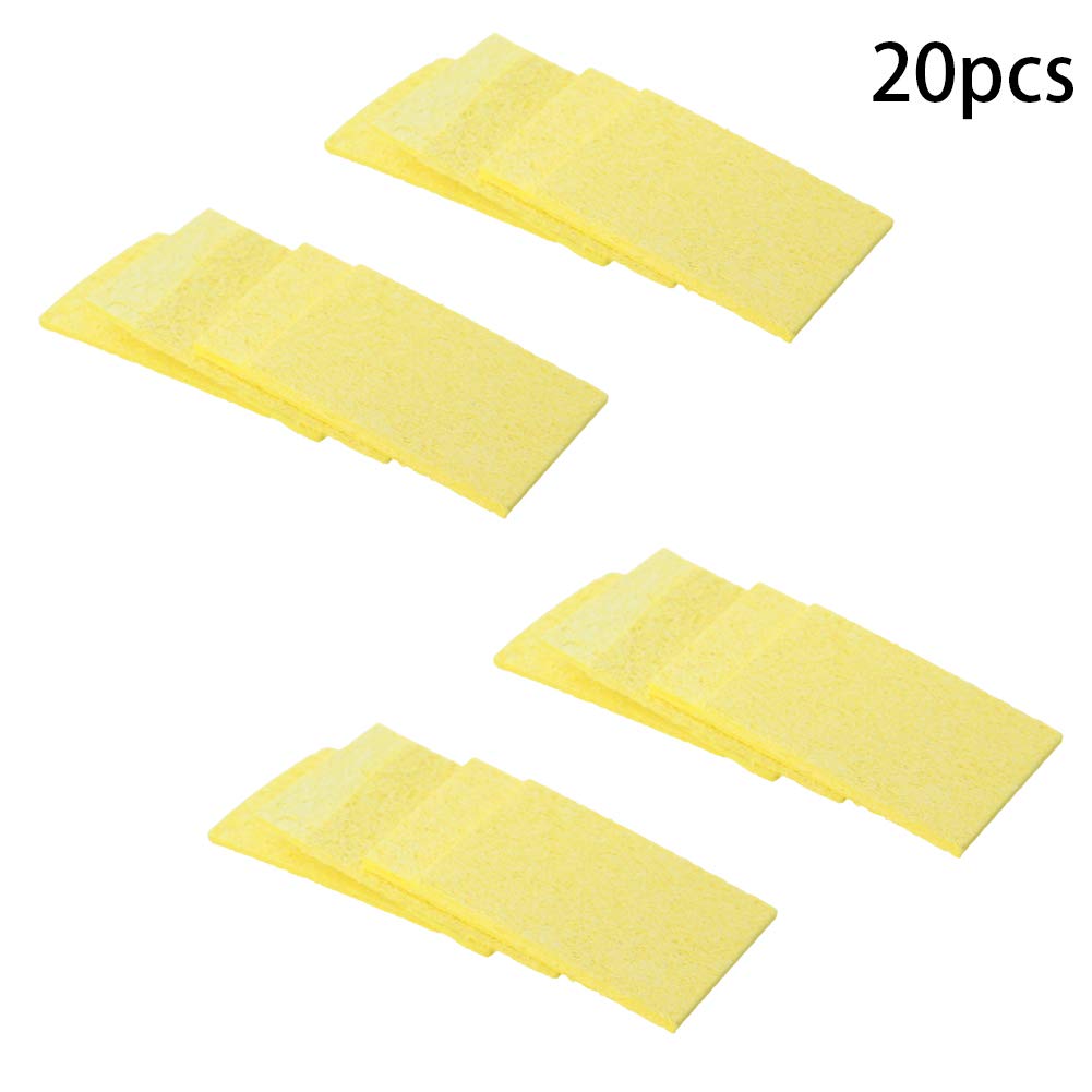 Fielect 20Pcs Soldering Sponge 60x40x11mm - High-Quality Soldering Iron Tip Cleaning Sponge for Electronics Repair, Yellow Rectangle Solder Tip Clean Pads - Perfect for DIY Projects and Professional Use