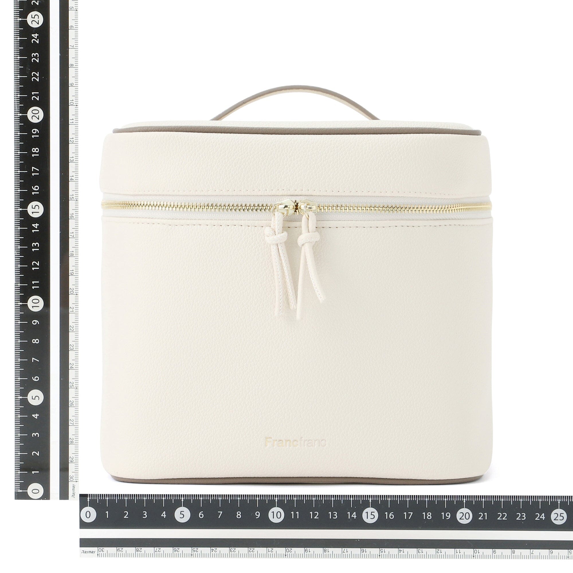 Bicolor Vanity Pouch L Ivory - Elegant Makeup Bag for Women | Perfect for Travel, Gym & Daily Essentials Organization