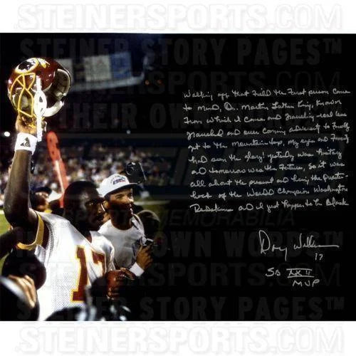 Doug Williams Handwritten & Signed Super Bowl XXII Story 16x20 Photo with Steiner COA - Perfect for NFL Memorabilia Collectors & Sports Fans