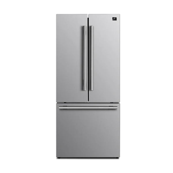 FORNO 31 Inch 17.5 cu ft Stainless Steel French Door Refrigerator with Ice Maker - Energy Efficient, Spacious Freezer & Adjustable Shelves - Perfect for Modern Kitchens & Large Families (Model: FFFFD1974 31SB)