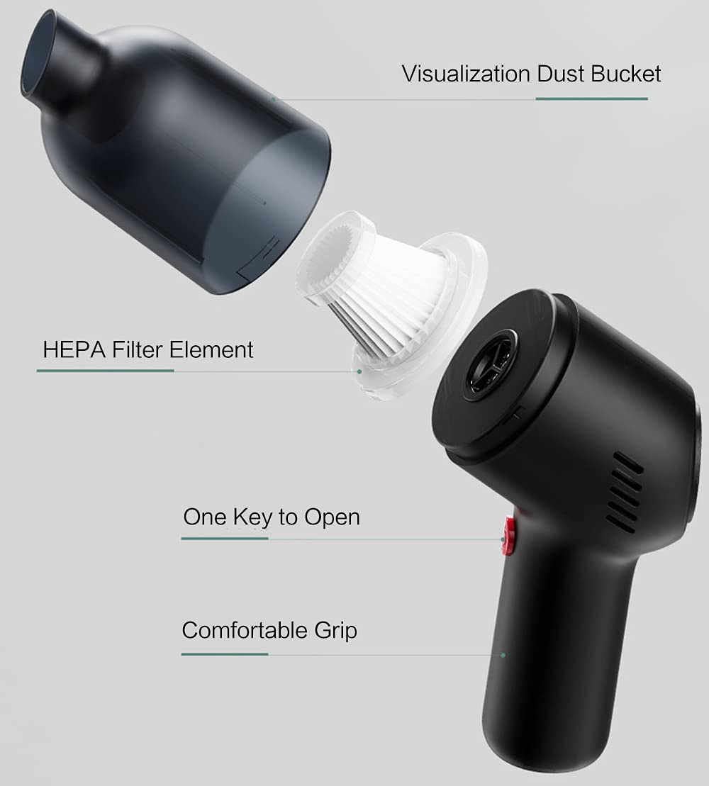 **Powerful Cordless Handheld Vacuum Cleaner - Rechargeable Mini Vacuum with Strong Suction for Car, Home, Kitchen & Pet Hair - Wet & Dry Cleaning - Portable & Lightweight (White) - Perfect for Quick Cleanups, Car Detailing & Pet Hair Removal**